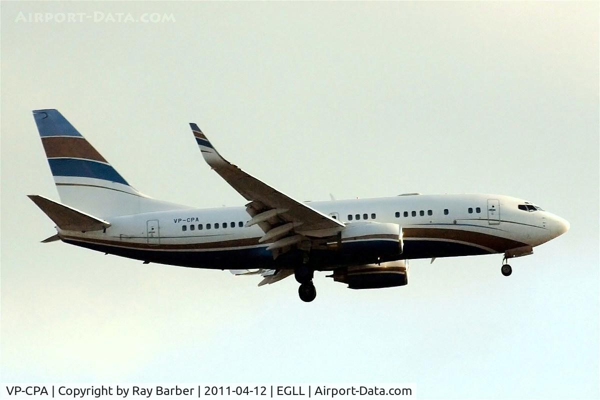 VP-CPA, 1999 Boeing 737-7AW C/N 30031, Boeing 737-7AW [30031] (Mid East Jet) Home~G 12/04/2011. On approach 27L.