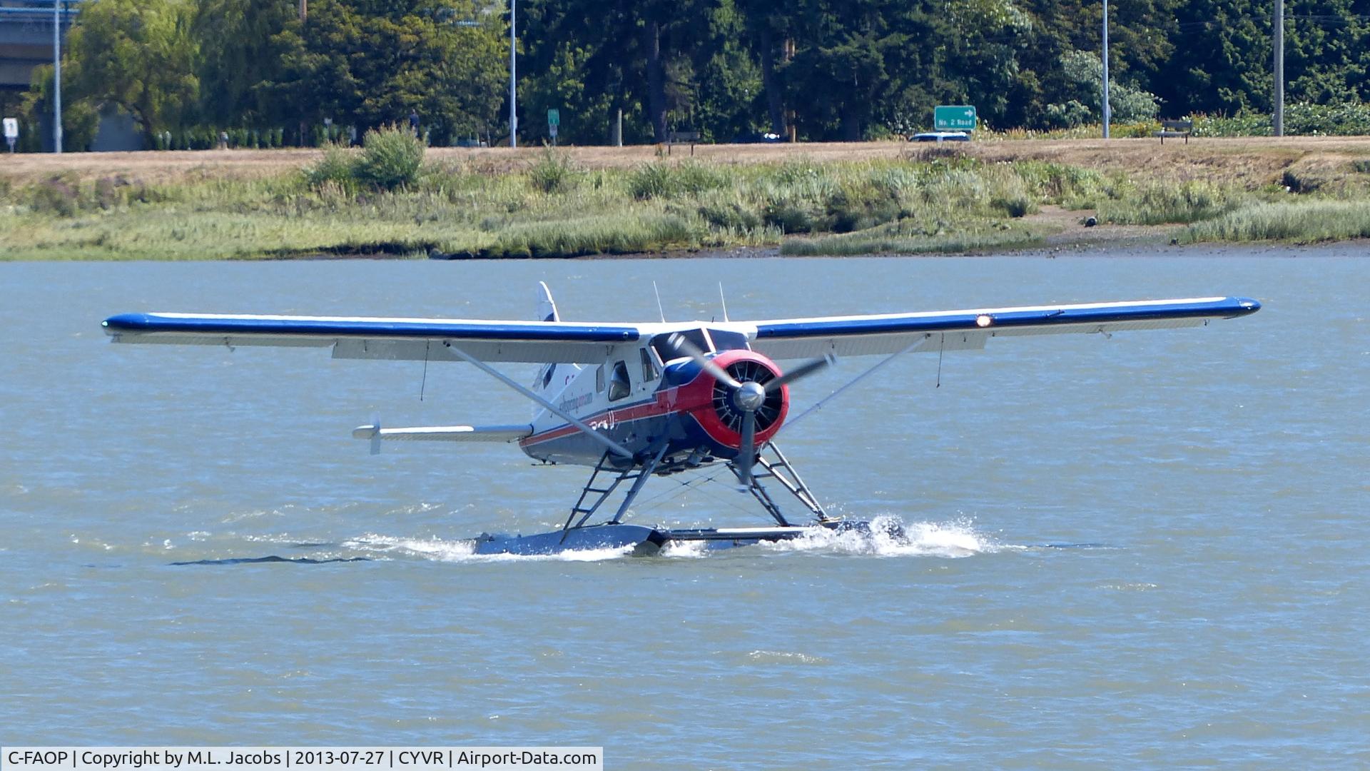 C-FAOP, 1958 De Havilland Canada DHC-2 Beaver Mk.1 C/N 1249, Saltspring Air Beaver just landed at YVR Seaplane Terminal on the Fraser River.