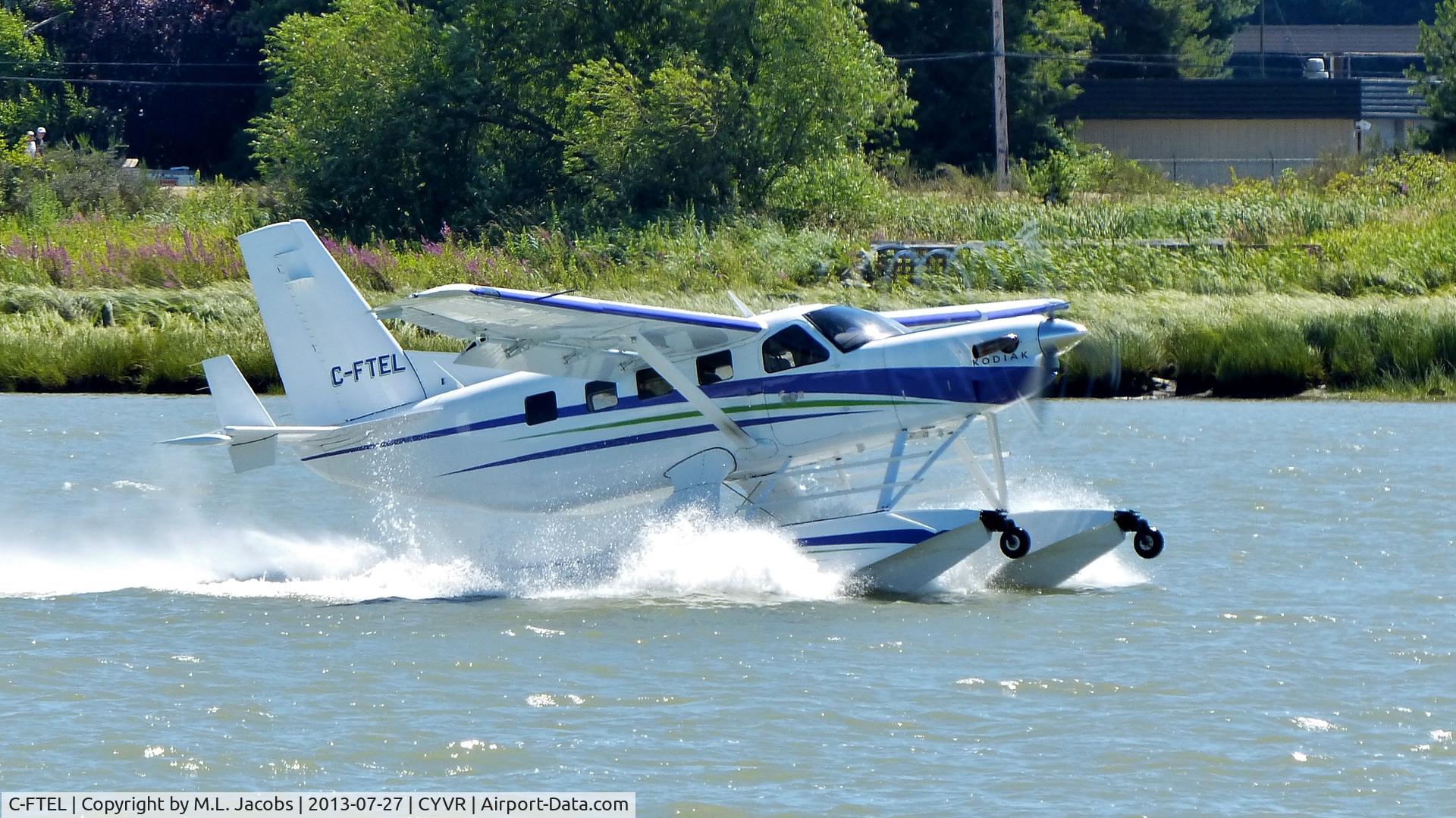 C-FTEL, 2009 Quest Kodiak 100 C/N 100-0027, Private Telus Kodiak taking off on the Fraser River.