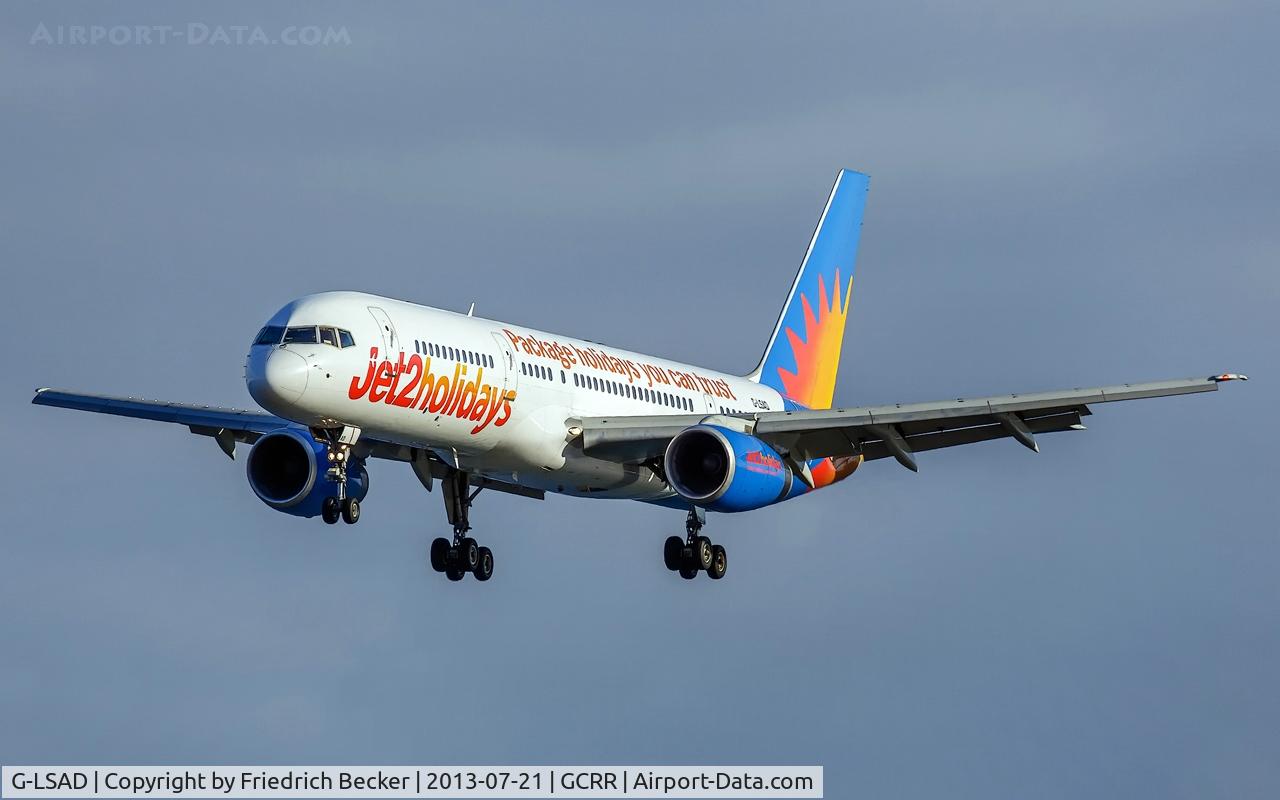 G-LSAD, 1989 Boeing 757-236 C/N 24397, on final at Arrecife