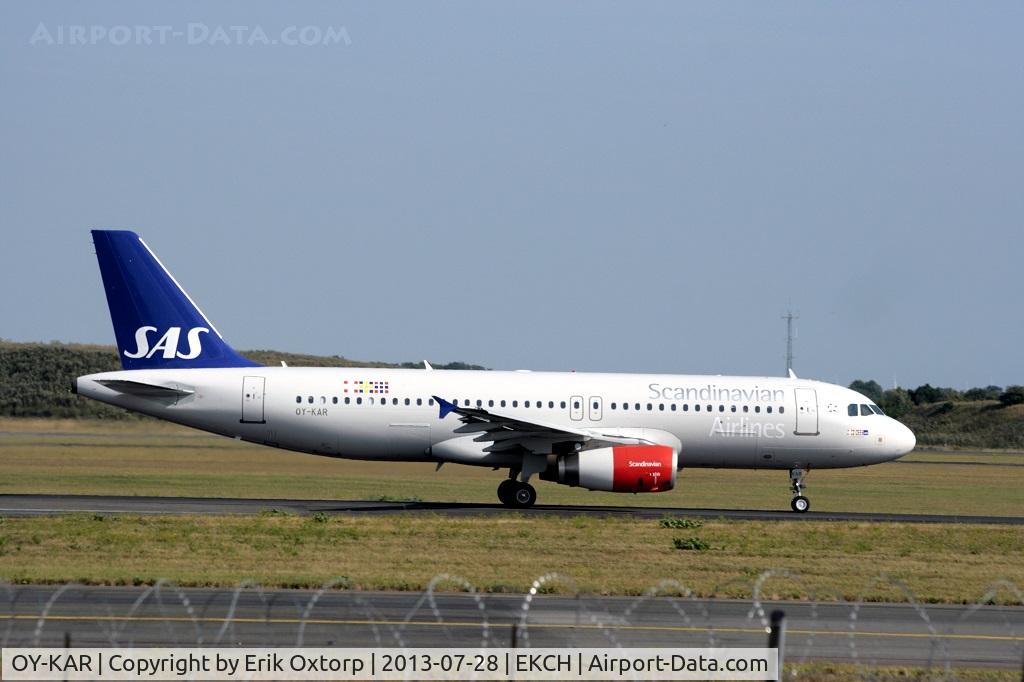 OY-KAR, 2007 Airbus A320-232 C/N 3159, OY-KAR taking off on its first commercial flight for SAS on SK1517 to LHR