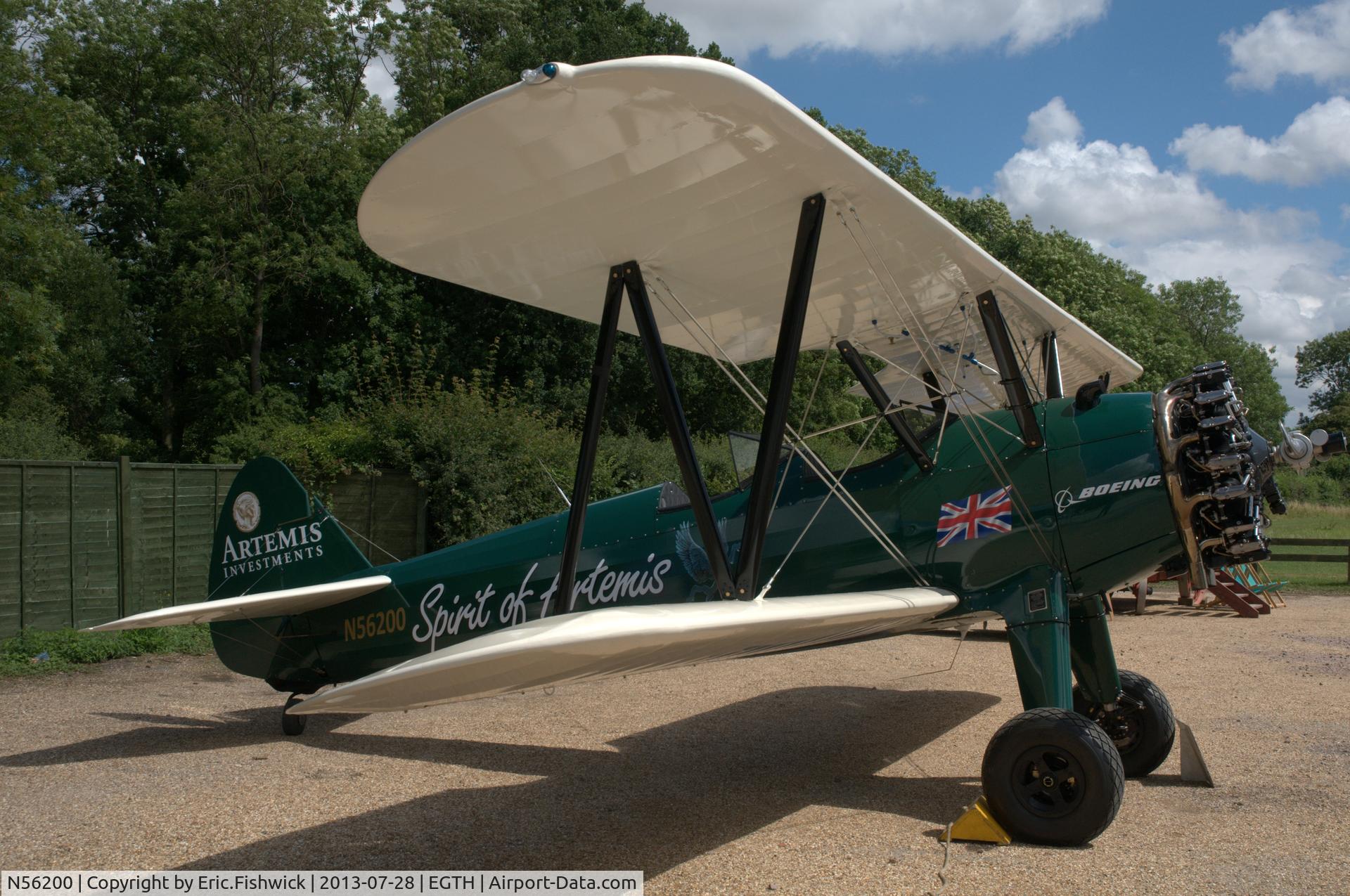 N56200, 1943 Boeing B75N1 C/N 75-7813, 2. N56200 at The Shuttleworth Collection Wings & Wheels Flying Day, July 2013.