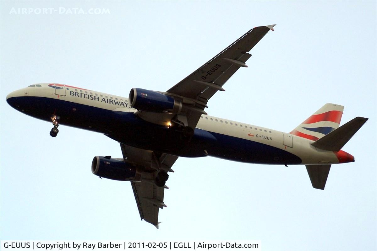 G-EUUS, 2007 Airbus A320-232 C/N 3301, Airbus A320-232 [3301] (British Airways) Home~G 05/02/2011. On approach 27R.