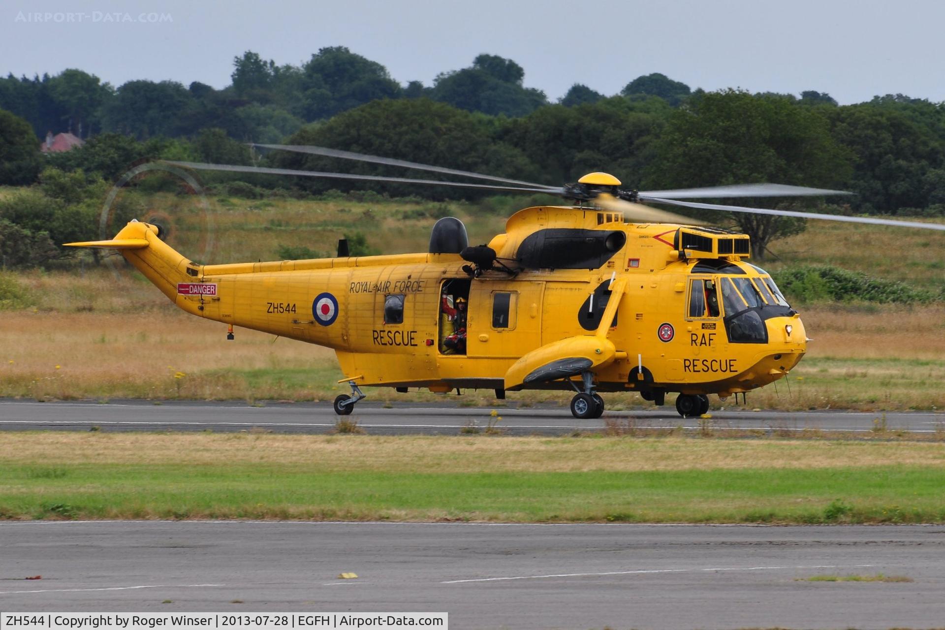 ZH544, Westland Sea King HAR.3A C/N WA1010, Visiting Sea King of 22 Squadron RAF arriving at Swansea Airport.