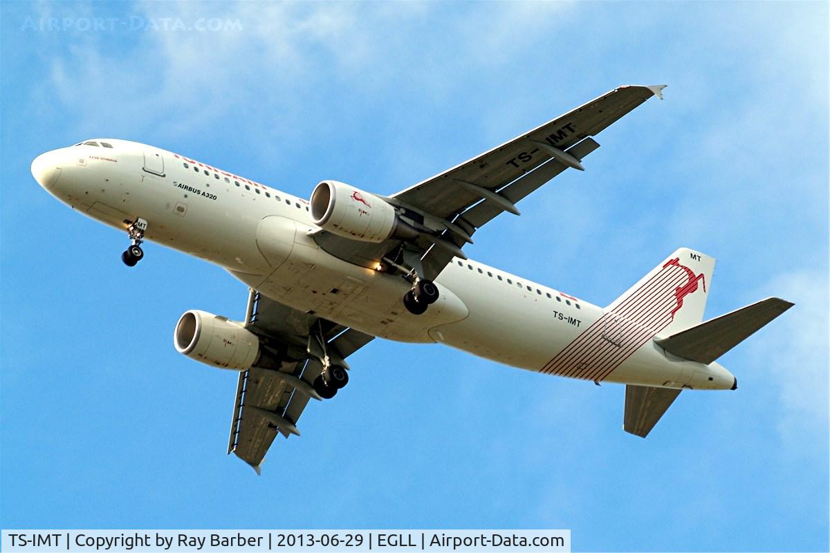 TS-IMT, 2012 Airbus A320-214 C/N 5204, Airbus A320-214 [5204] (Tunisair) Home~G 29/06/2013. On approach 27R.