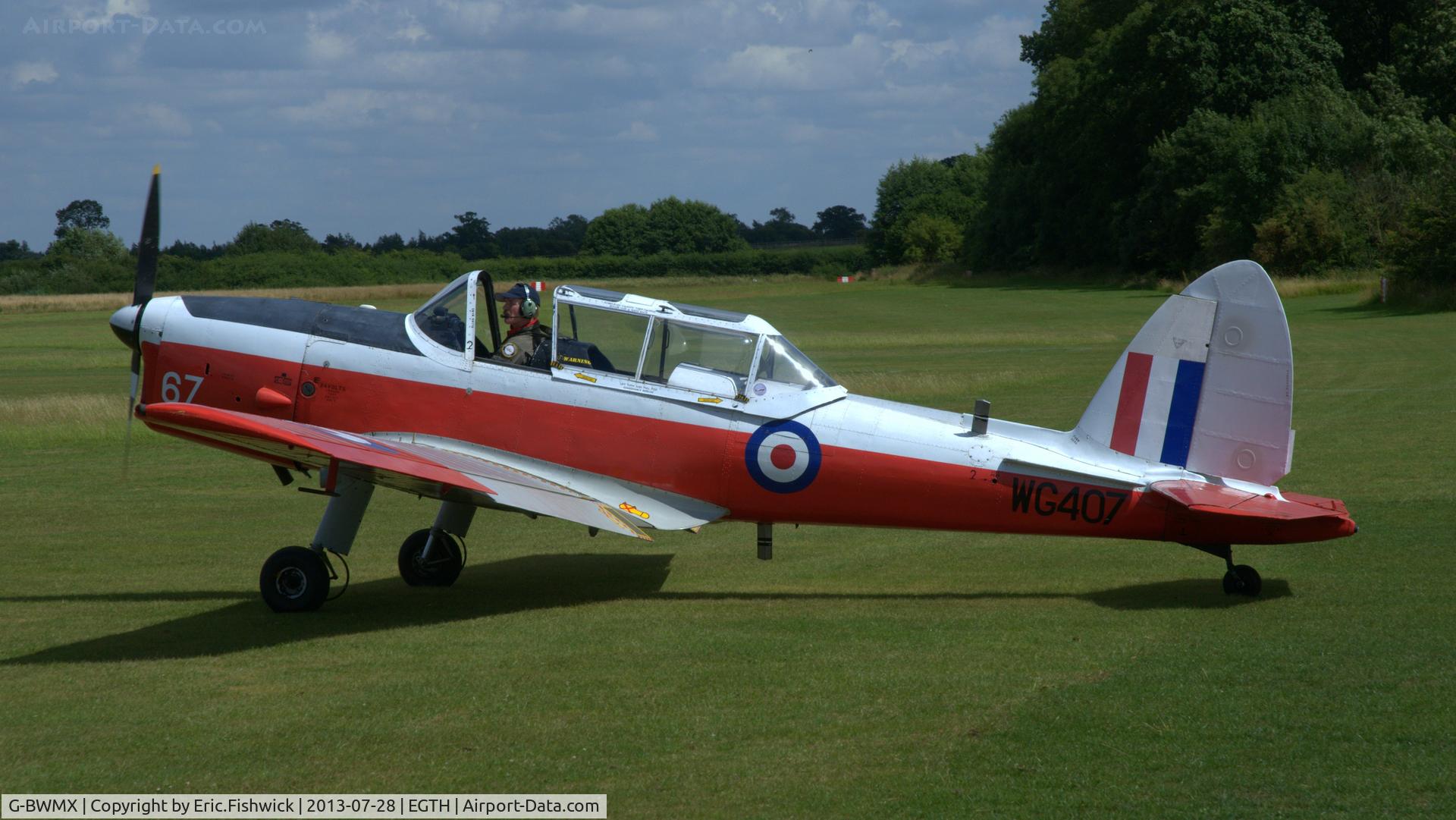 G-BWMX, 1951 De Havilland DHC-1 Chipmunk T.10 C/N C1/0481, 1. WG407 (member of The Red Sparrows) at The Shuttleworth Collection Wings & Wheels Flying Day, July 2013.