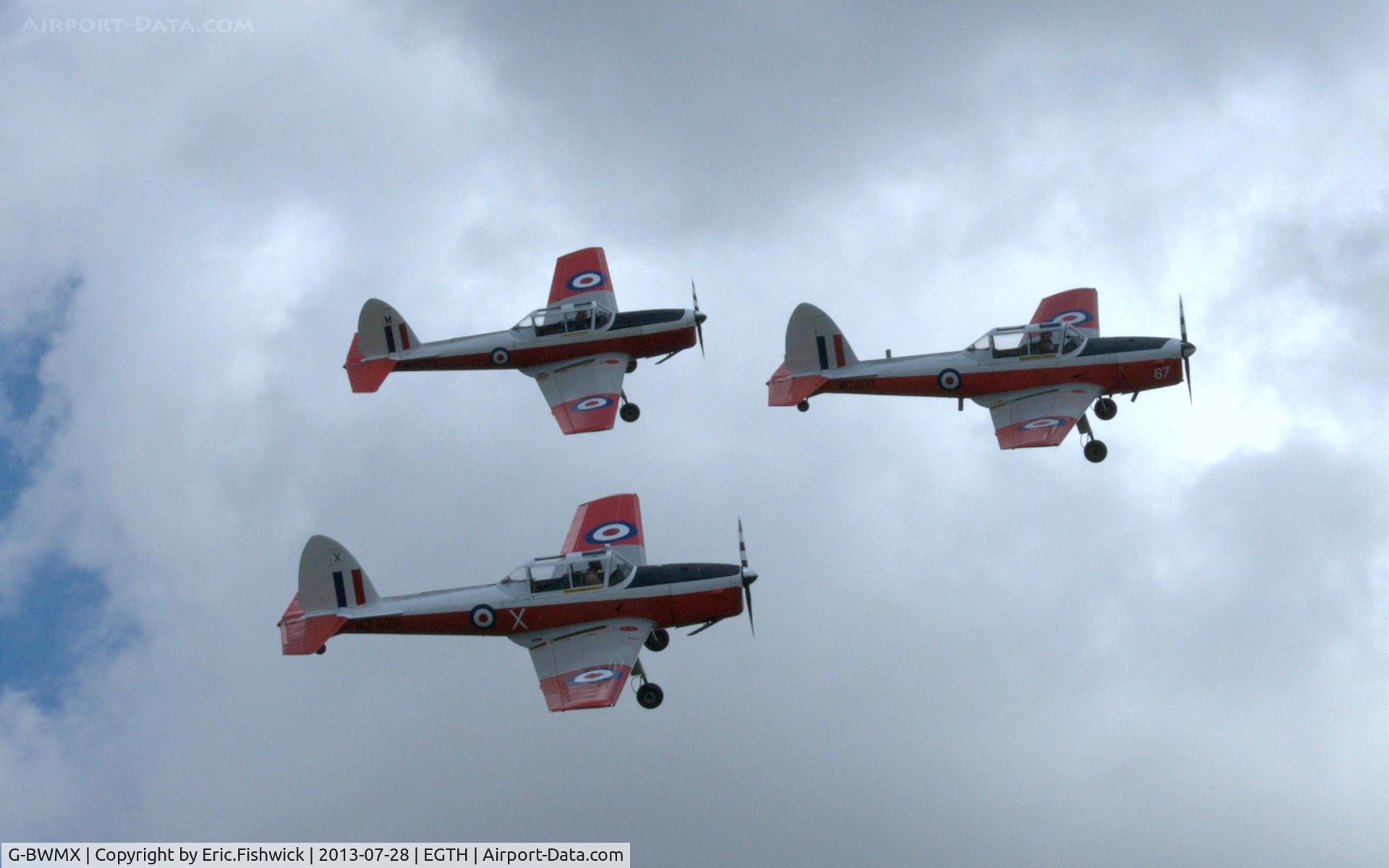 G-BWMX, 1951 De Havilland DHC-1 Chipmunk T.10 C/N C1/0481, 45. WG407 leading the Red Sparrows at The Shuttleworth Collection Wings & Wheels Flying Day, July 2013.