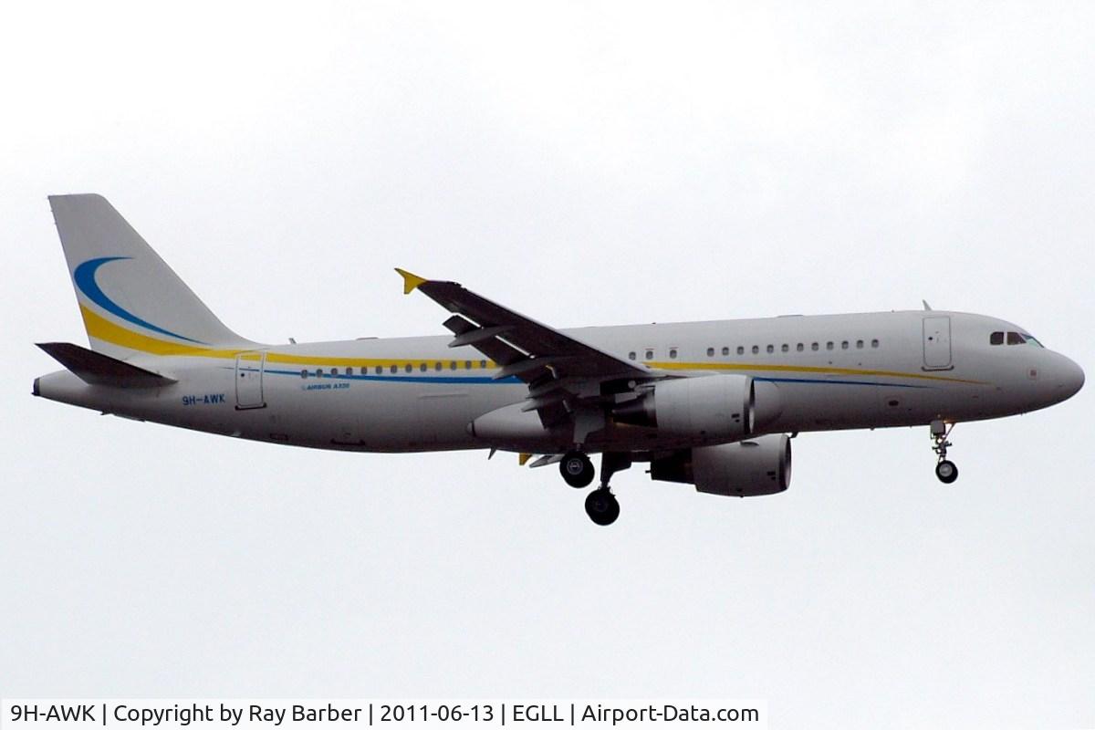 9H-AWK, 2010 Airbus ACJ320 (A320-214/CJ) C/N 4199, Airbus A320-214CJ [4199] (Comulux Aviation Malta) Home~G 13/06/2011. On approach 27L.
