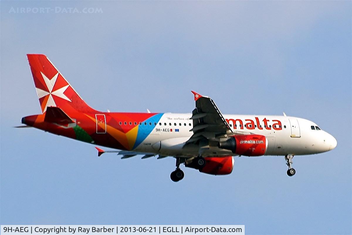 9H-AEG, 2003 Airbus A319-112 C/N 2113, Airbus A319-111 [2113] (Air Malta) Home~G 21/06/2013. On approach 27L in revised scheme.