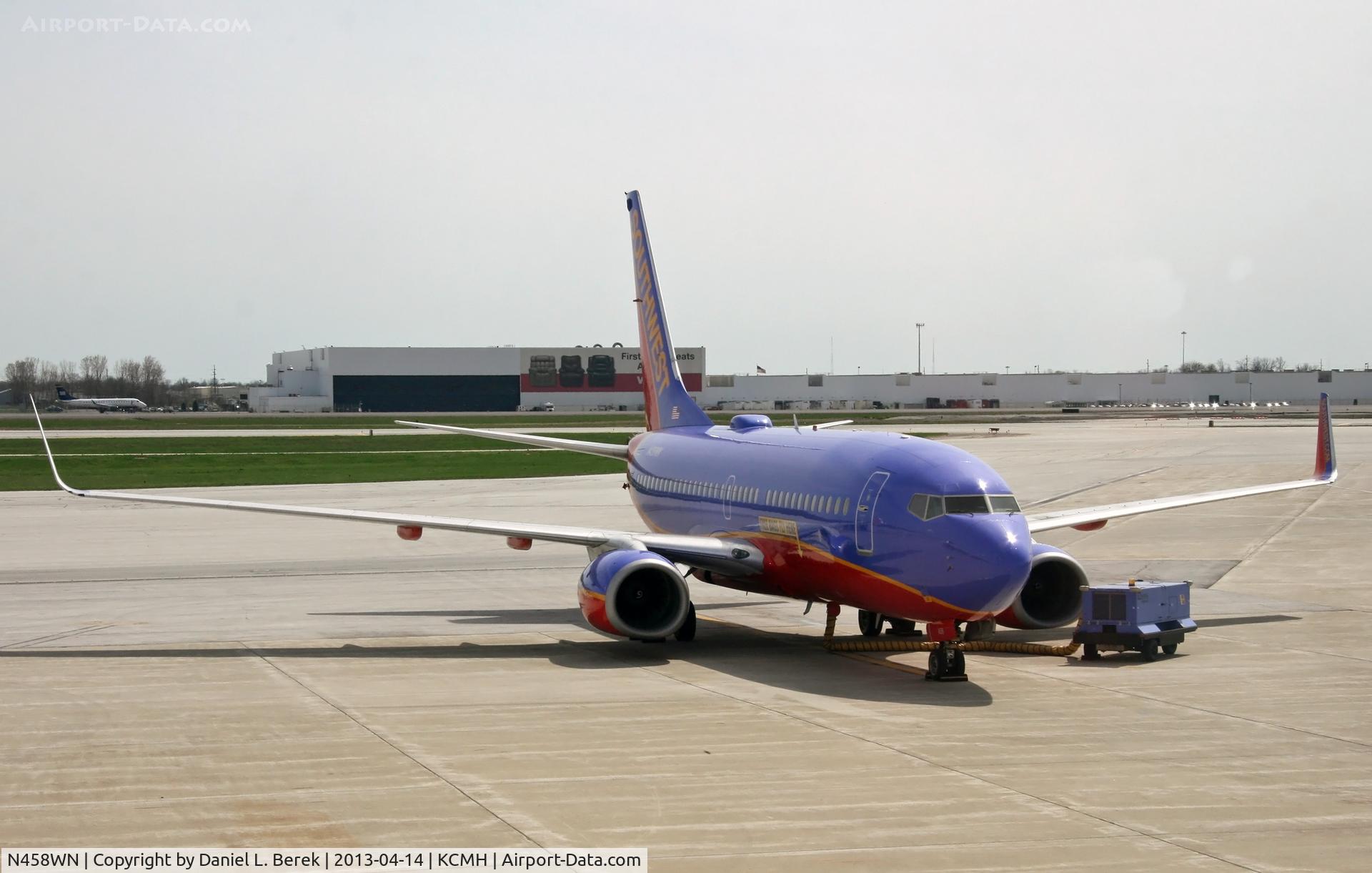 N458WN, 2004 Boeing 737-7H4 C/N 33857, A Southwest 737-700 gets a brief respite on the ramp at Port Columbus International