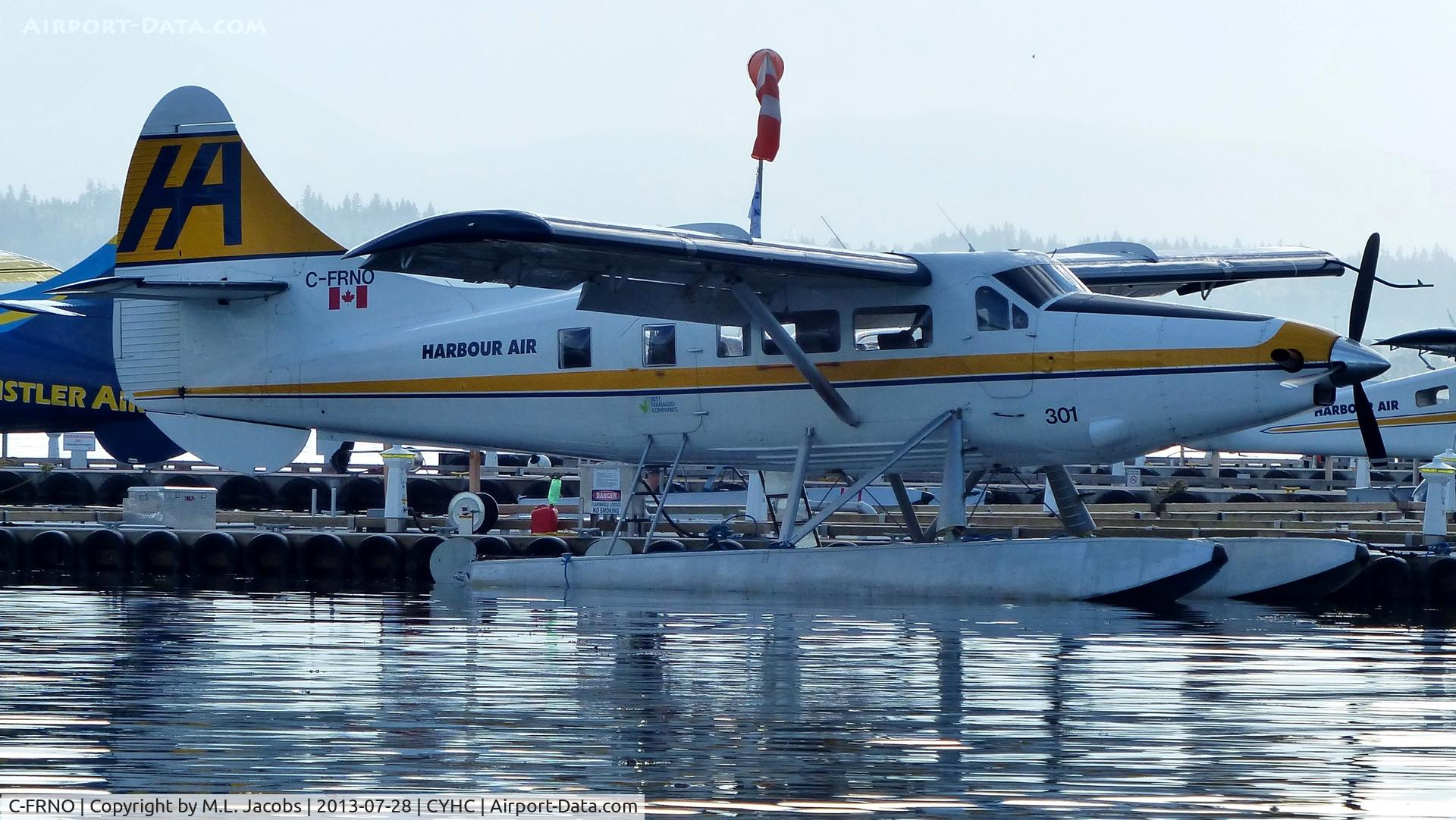 C-FRNO, 1953 De Havilland Canada DHC-3 Turbo Otter C/N 21, Harbour Air #301 at terminal in Coal Harbour.