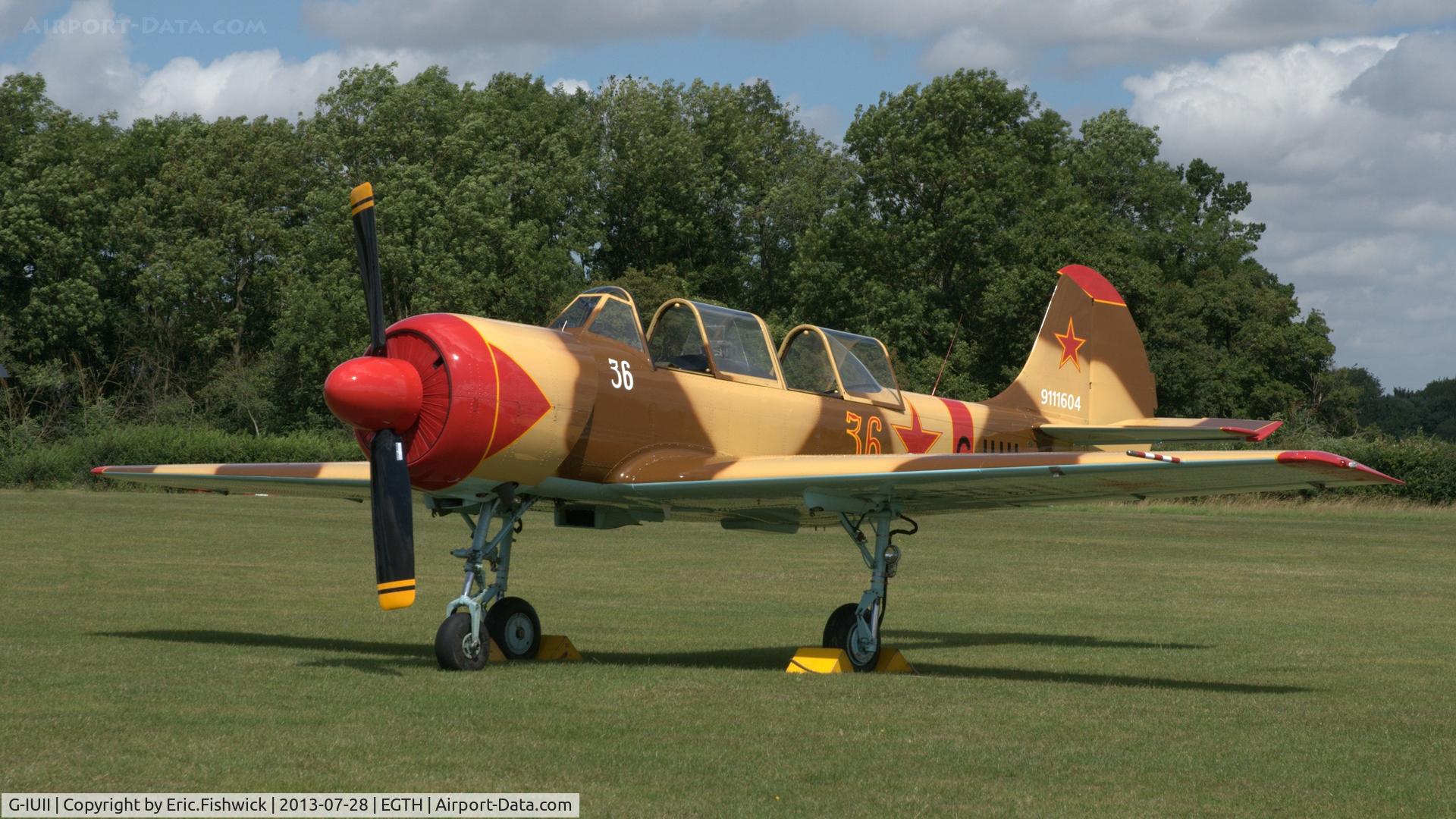 G-IUII, 1991 Yakovlev (Aerostar) Yak-52 C/N 9111604, 4. G-IUII at The Shuttleworth Collection Wings & Wheels Flying Day, July 2013.