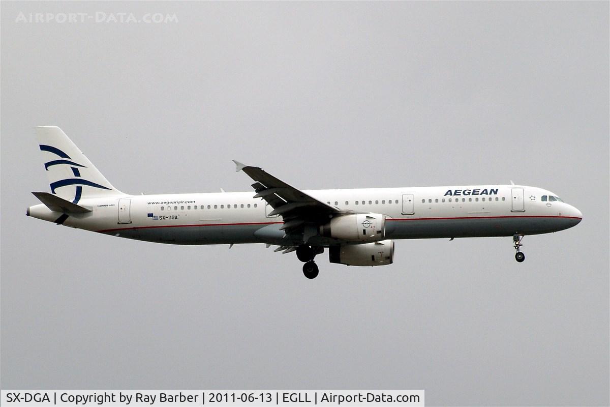 SX-DGA, 2009 Airbus A321-231 C/N 3878, Airbus A321-231 [3878] (Aegean Airlines) Home~G 13/06/2011. On approach 27L.