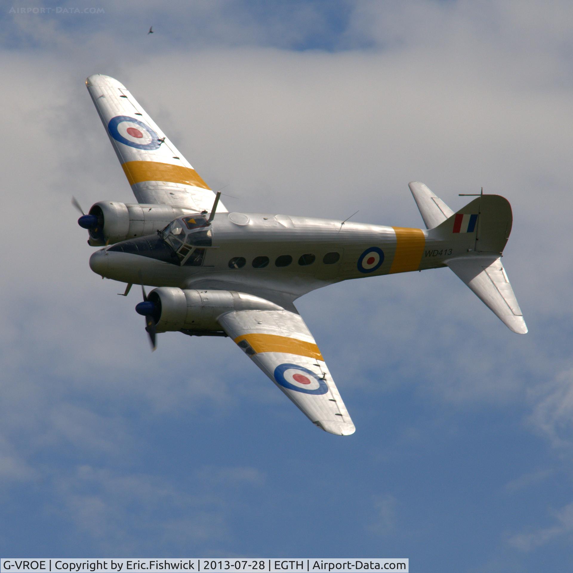 G-VROE, 1950 Avro 652A Anson T.21 C/N 3634, 42. WD413 at The Shuttleworth Collection Wings & Wheels Flying Day, July 2013.