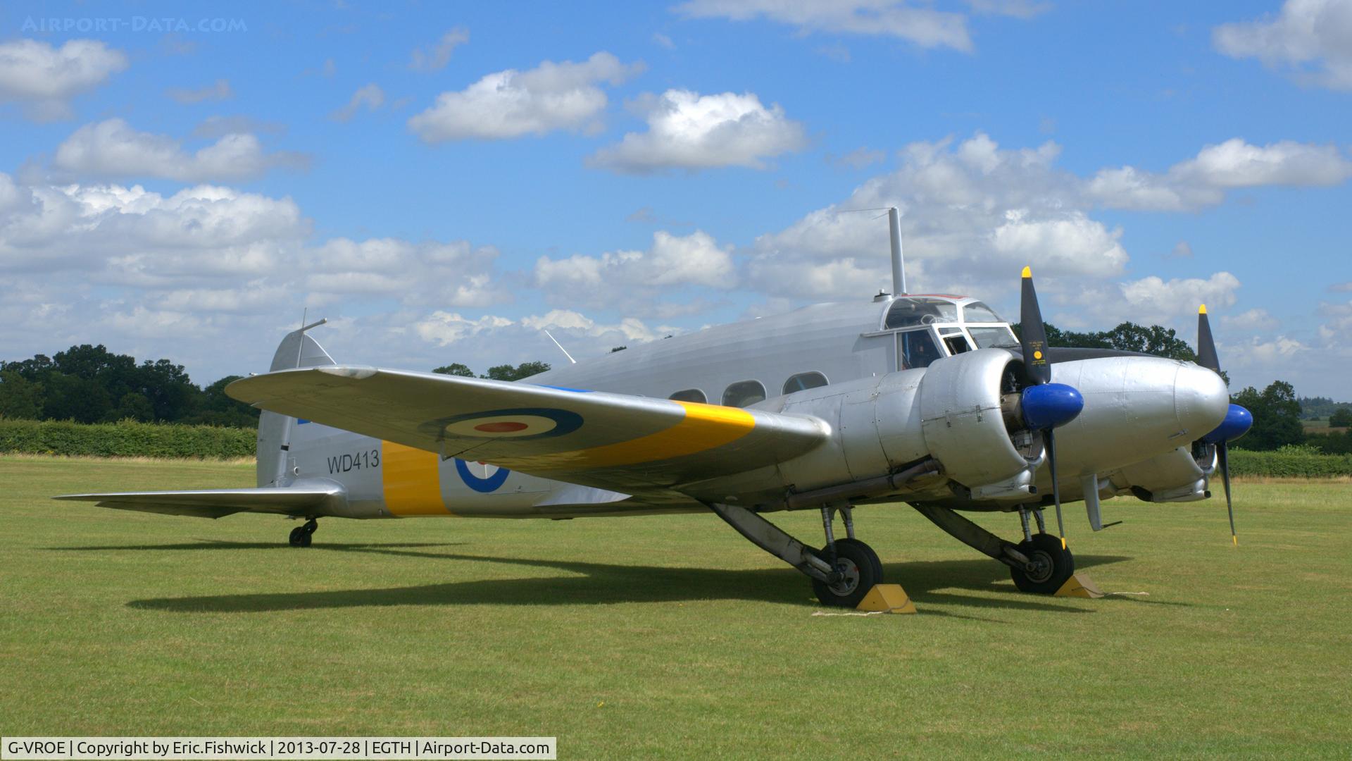 G-VROE, 1950 Avro 652A Anson T.21 C/N 3634, 3. WD413 at The Shuttleworth Collection Wings & Wheels Flying Day, July 2013.