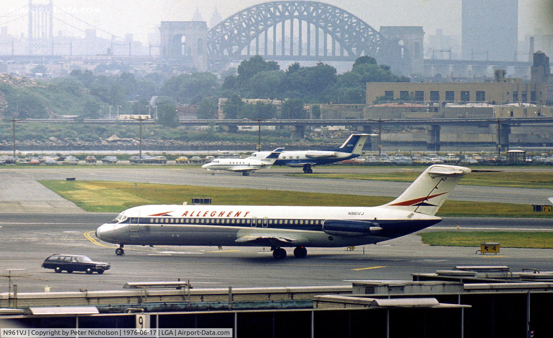 N961VJ, 1970 Douglas DC-9-31 C/N 47506, DC-9-31 of Allegheny Airlines preparing to depart from La Guardia in the Summer of 1976.