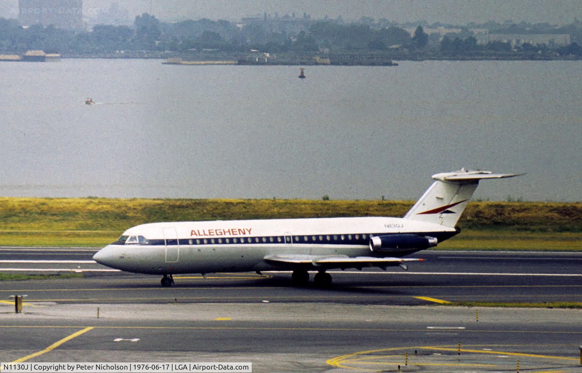 N1130J, 1966 BAC 111-215AU One-Eleven C/N BAC.096, One-Eleven of Allegheny Airlines as seen at La Guardia in the Summer of 1976.