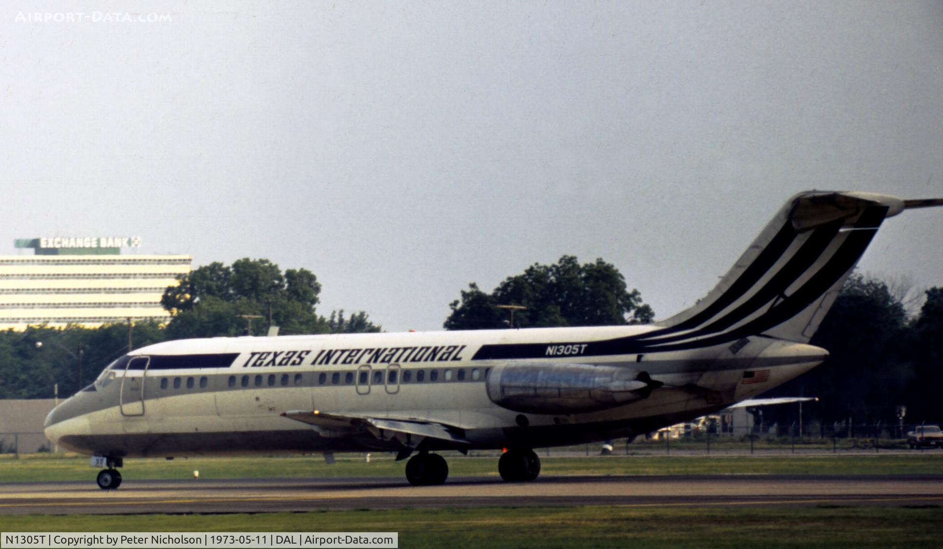 N1305T, 1967 Douglas DC-9-15MC C/N 47055, DC-9-15 of Texas International Airlines as seen at Love Field in May 1973.