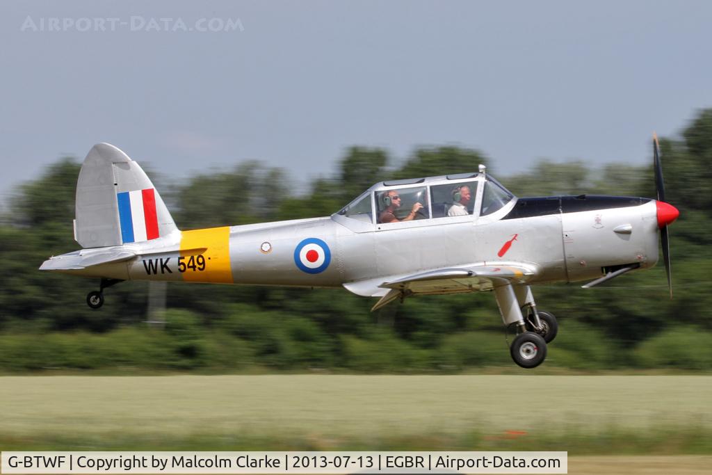 G-BTWF, 1951 De Havilland DHC-1 Chipmunk T.10 C/N C1/0564, De Havilland DHC-1 Chipmunk 22 at The Real Aeroplane Company's Wings & Wheels Fly-In, Breighton Airfield, July 2013.