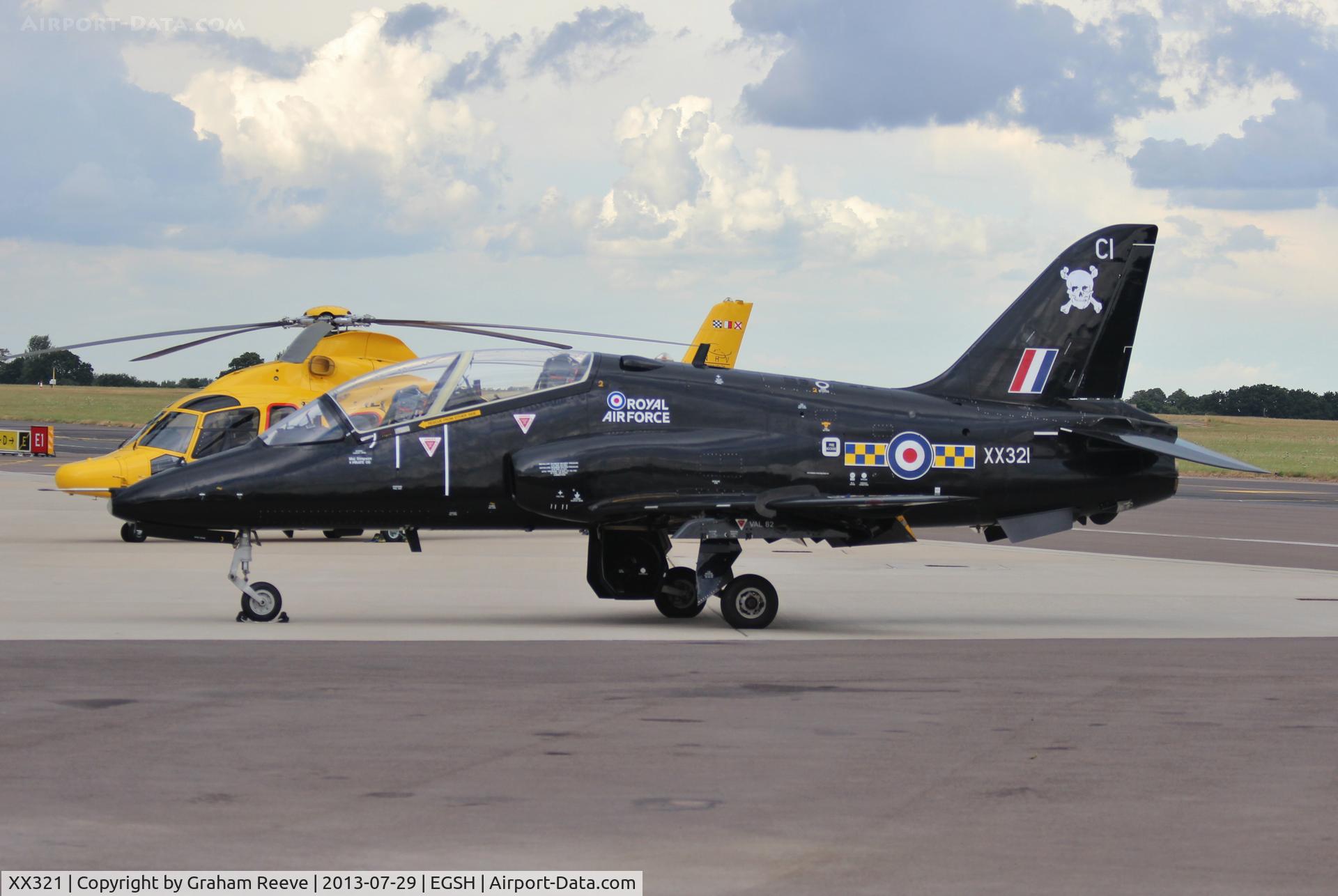 XX321, 1980 Hawker Siddeley Hawk T.1A C/N 164/312146, Parked at Norwich.