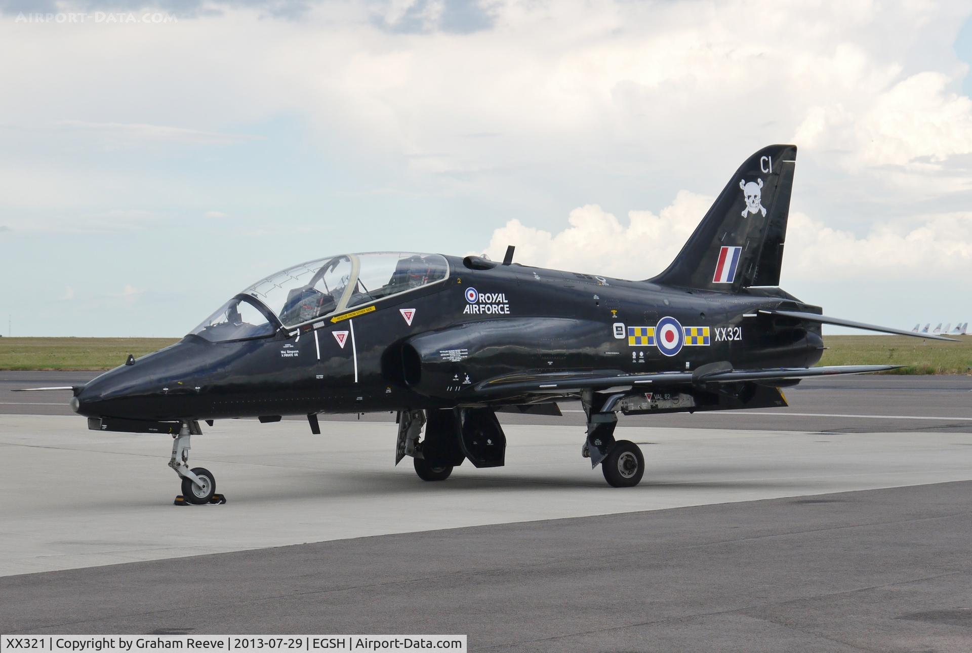 XX321, 1980 Hawker Siddeley Hawk T.1A C/N 164/312146, Parked at Norwich.