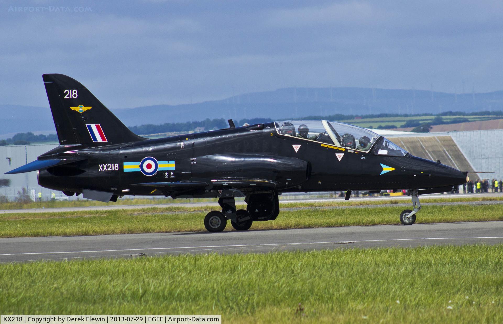 XX218, 1978 Hawker Siddeley Hawk T.1A C/N 054/312054, Hawk T.1A XX338's crew ferry, on hold prior to take off.