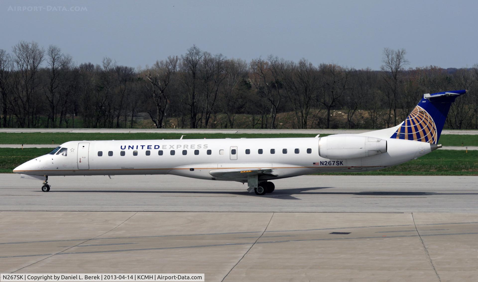 N267SK, 2000 Embraer ERJ-145LR (EMB-145LR) C/N 145268, A sleek United Express E-jet taxies by at Port Columbus International.