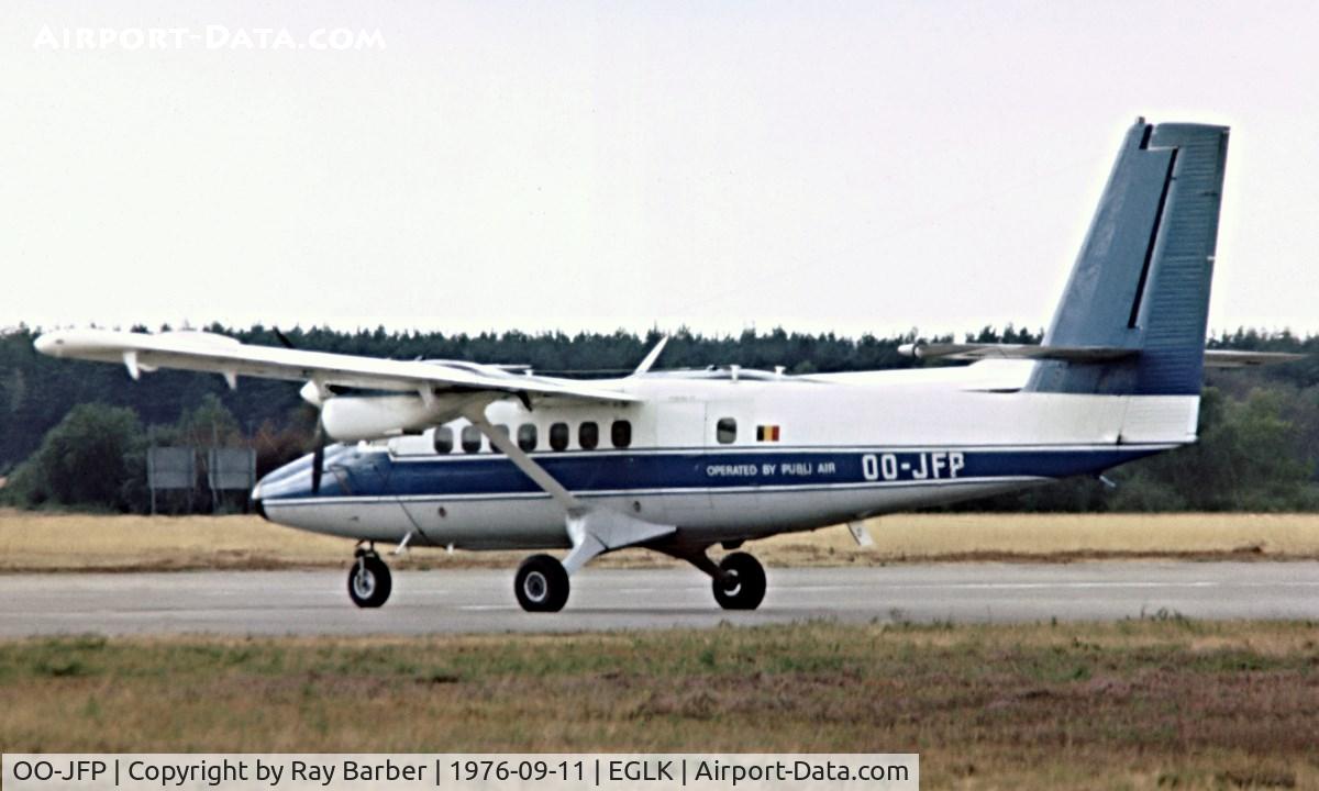 OO-JFP, 1967 De Havilland Canada DHC-6-200 Twin Otter C/N 74, de Havilland Canada DHC-6-100 Twin Otter [74] (Publi-Air) Blackbushe~G 11/09/1976. Image taken from a slide.