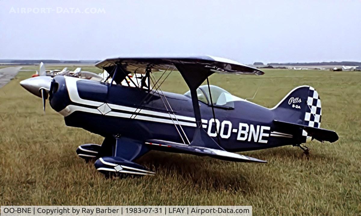 OO-BNE, 1971 Aerotek Pitts S-2A Special C/N 2007, Aerotek S-2A Special [2007] Amiens-Glisy~F 31/07/1983. Image taken from a slide.