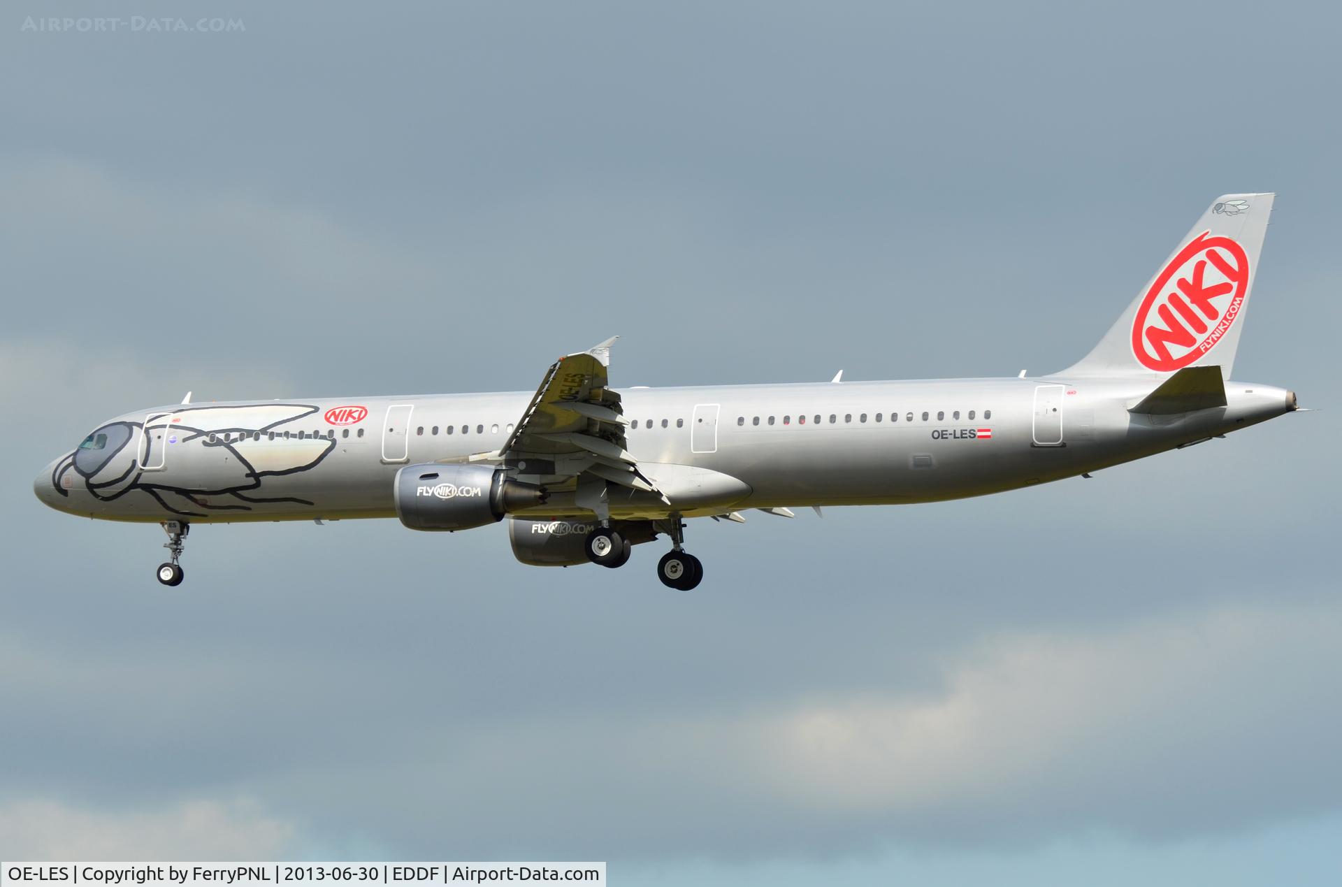 OE-LES, 2008 Airbus A321-211 C/N 3504, Niki A321 landing in FRA
