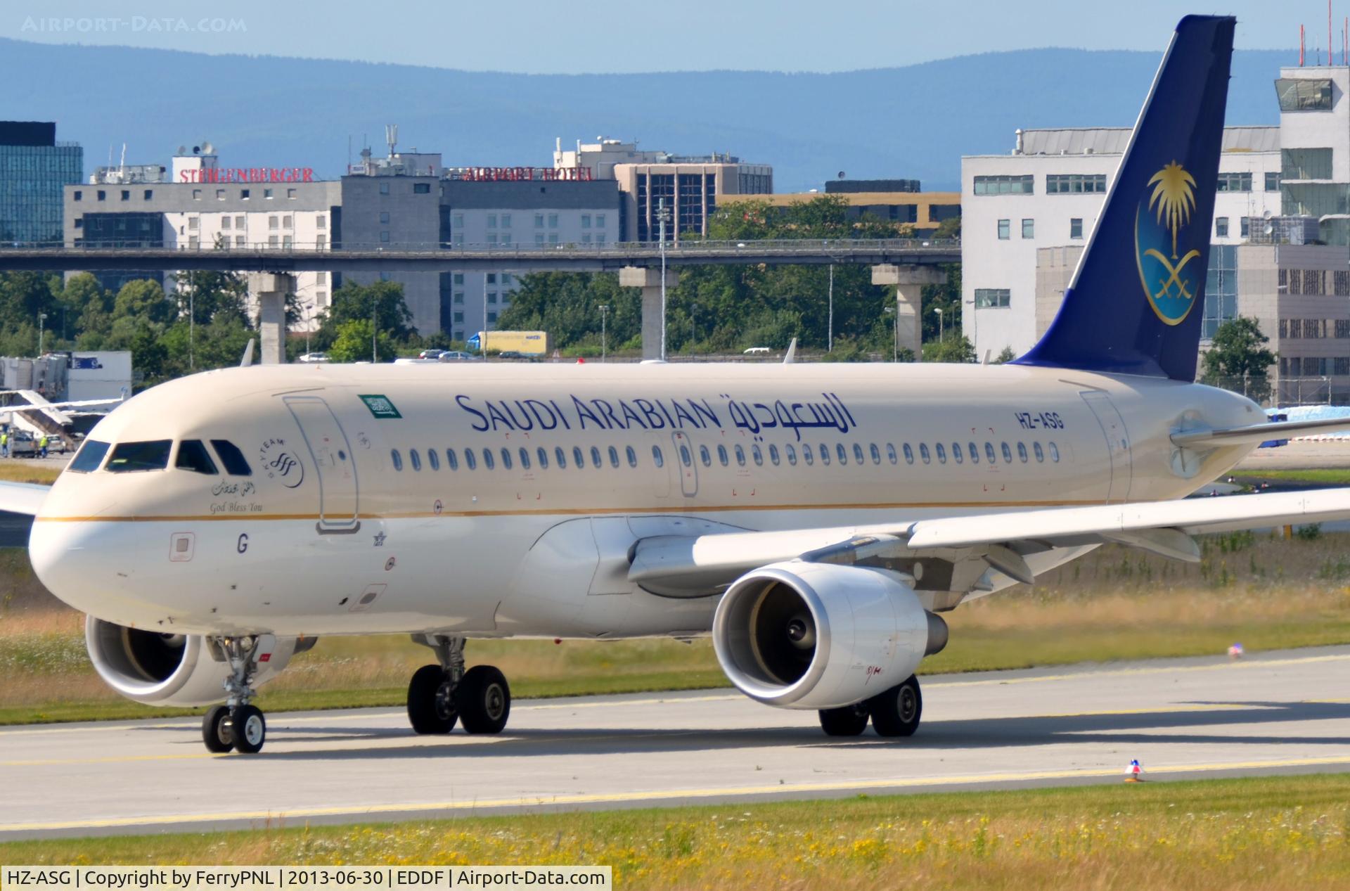HZ-ASG, 2012 Airbus A320-214 C/N 5223, Saudia A320 taxying to the runway.