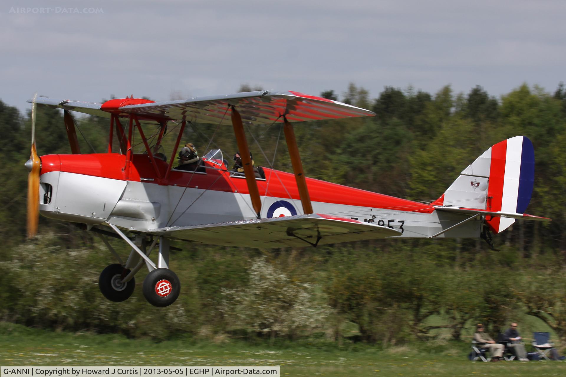 G-ANNI, 1941 De Havilland DH-82A Tiger Moth II C/N 85162, Privately owned. At the microlight trade fair. Painted as T-6953.