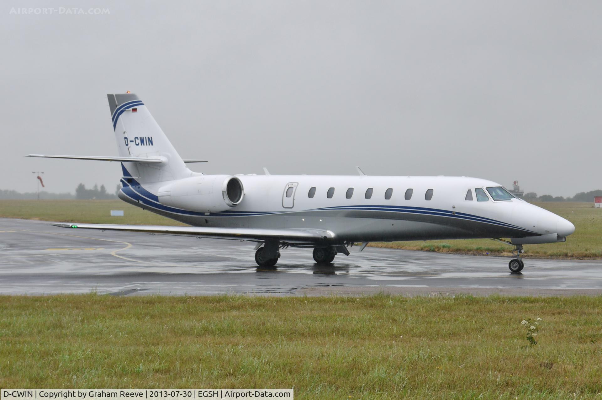 D-CWIN, 2011 Cessna 680 Citation Sovereign C/N 680-0305, About to depart.