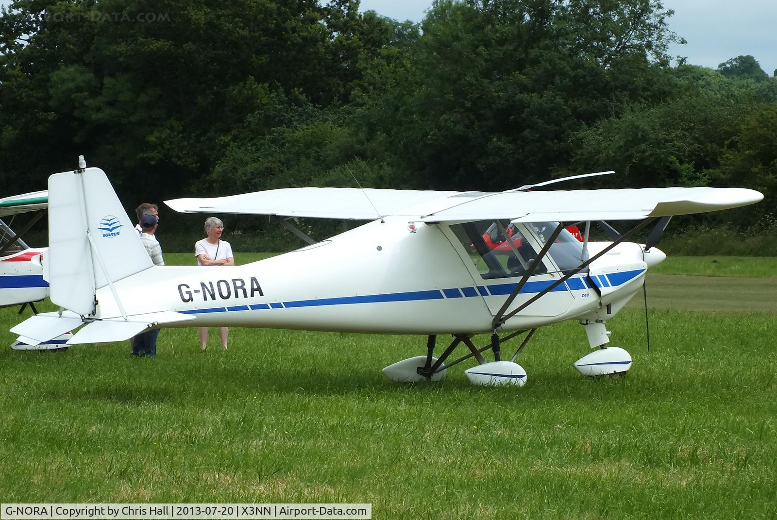 G-NORA, 2005 Comco Ikarus C42 FB UK C/N PFA 322-14420, at the Stoke Golding stakeout 2013