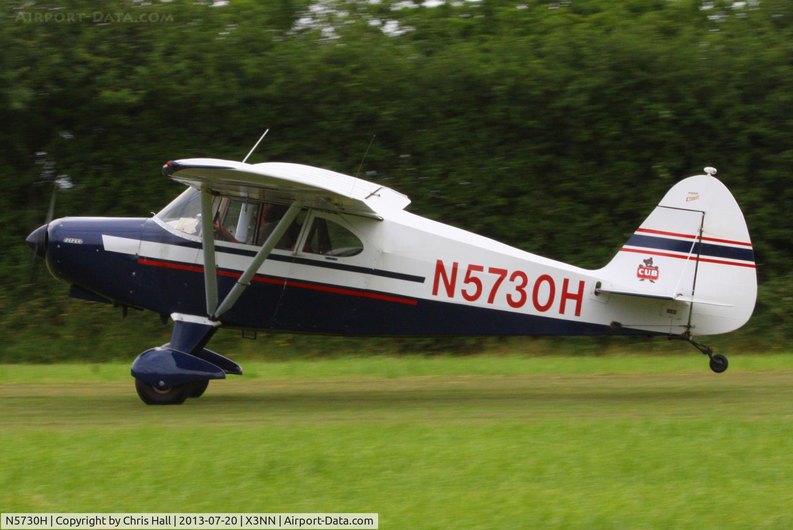 N5730H, 1949 Piper PA-16 Clipper C/N 16-342, at the Stoke Golding stakeout 2013