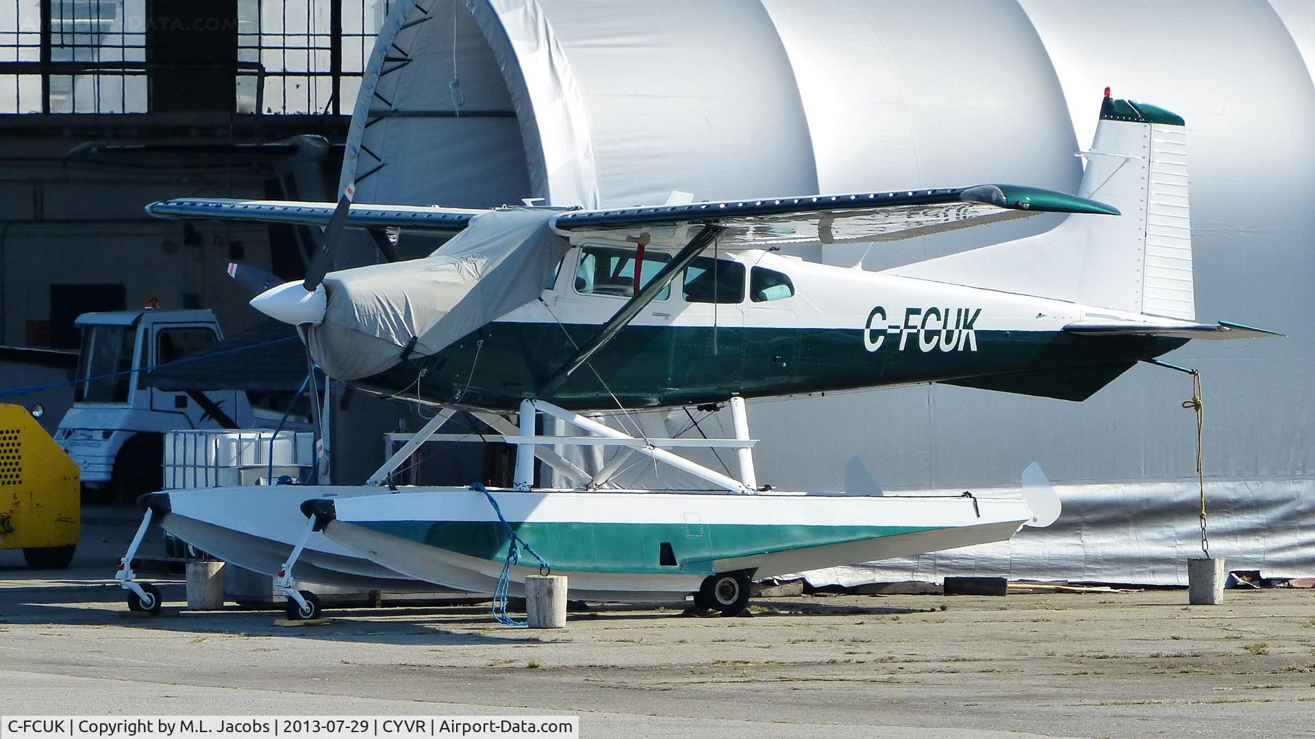 C-FCUK, 1973 Cessna A185F Skywagon 185 C/N 18502270, Private Cessna parked at the Harbour Air hangar at South Terminal.