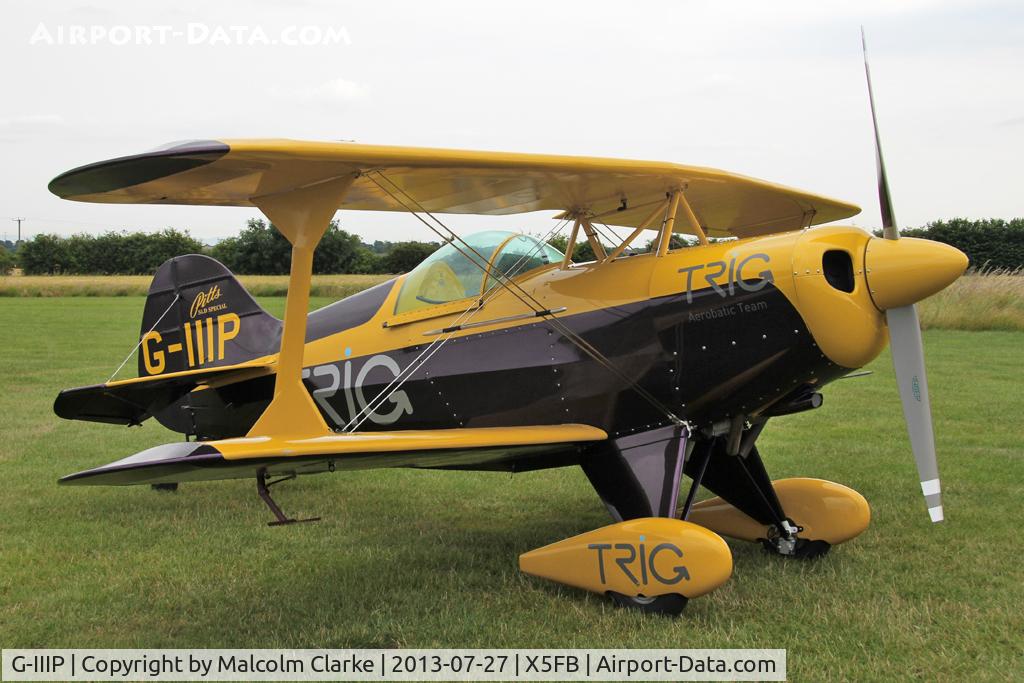 G-IIIP, 1984 Pitts S-1D Special C/N PFA 009-10195, Pitts S-1D. One of the two Pitts Specials of the Trig Aerobatic Team during a stopover at Fishburn Airfield, July 2013.