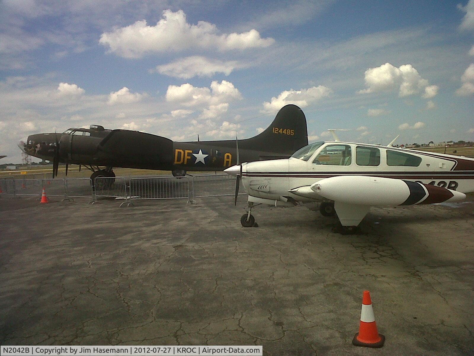N2042B, 1978 Beech V35B Bonanza C/N D-10185, at KROC next to a B17 that was visiting