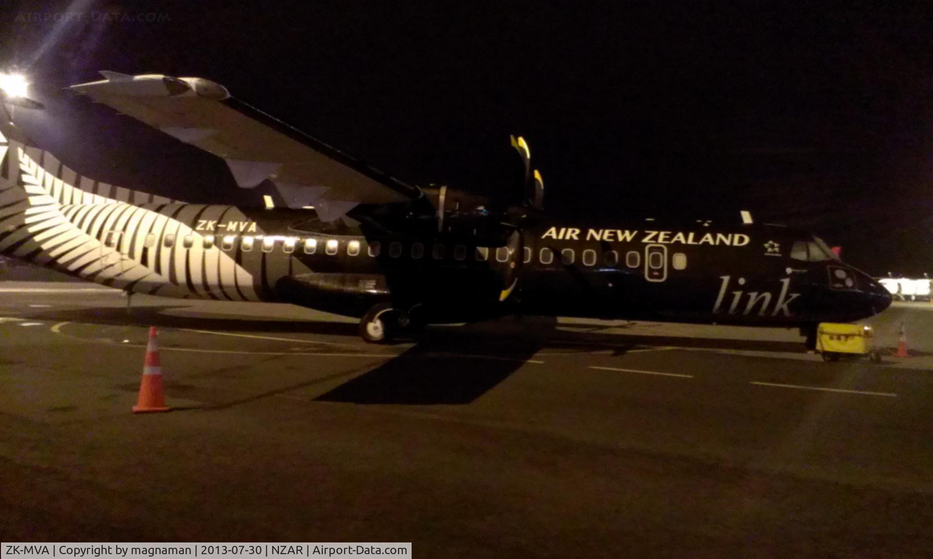 ZK-MVA, 2012 ATR 72-600 (72-212A) C/N 1051, Closer view through the perimeter fence. Just walk eastwards from end of domestic terminal and these views are clear from adjoining car park areas.