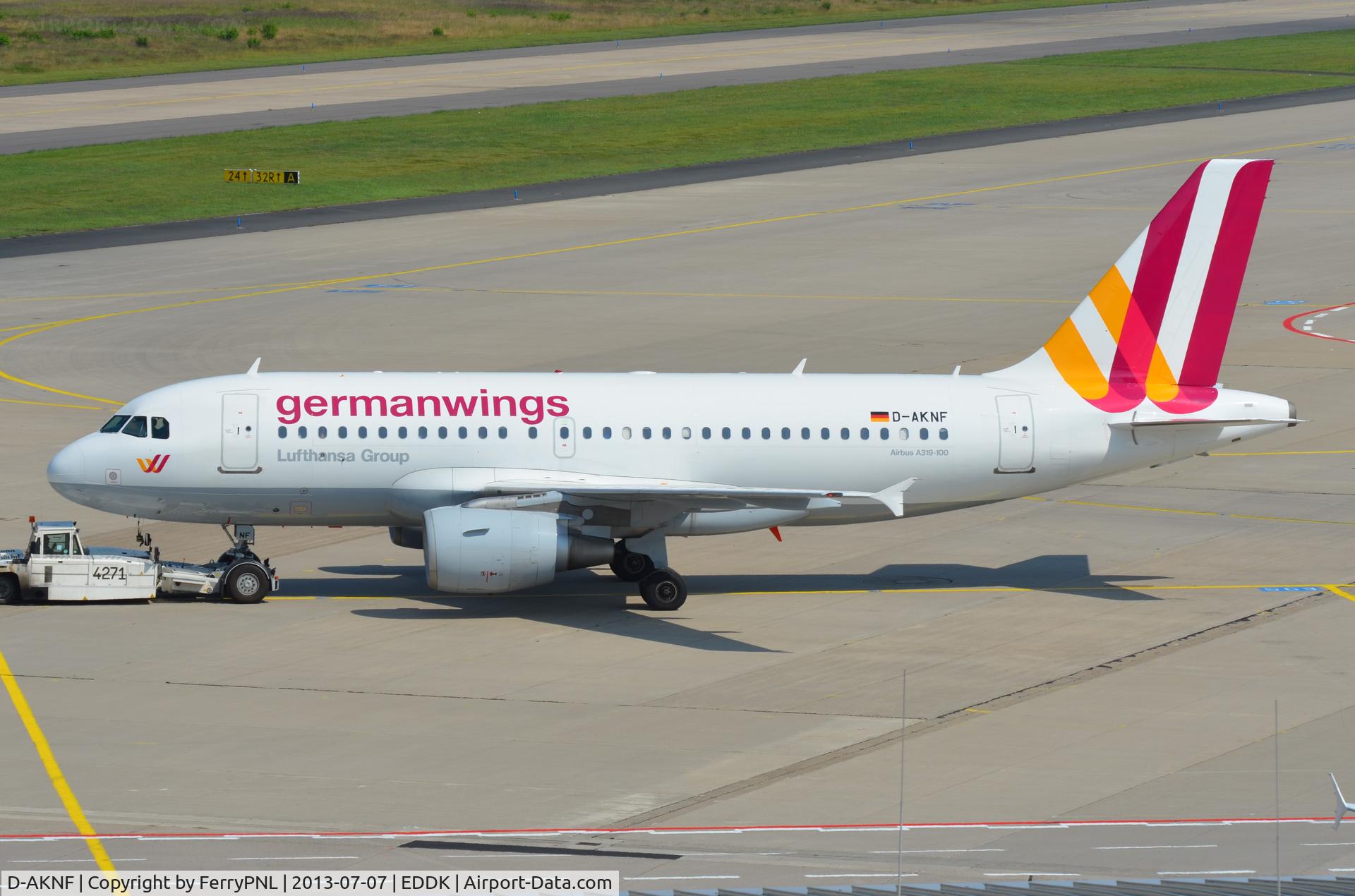 D-AKNF, 1997 Airbus A319-112 C/N 0646, Germanwings A319 pushed back.