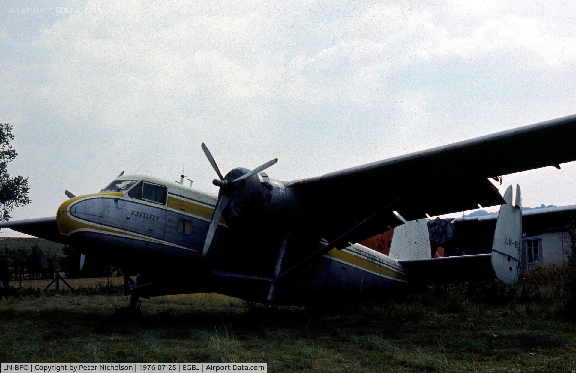 LN-BFO, 1958 Scottish Aviation Twin Pioneer Series 3 C/N 512, This Twin Pioneer seen at Staverton in the Summer of 1976 was later UK registered and broken up for spares.