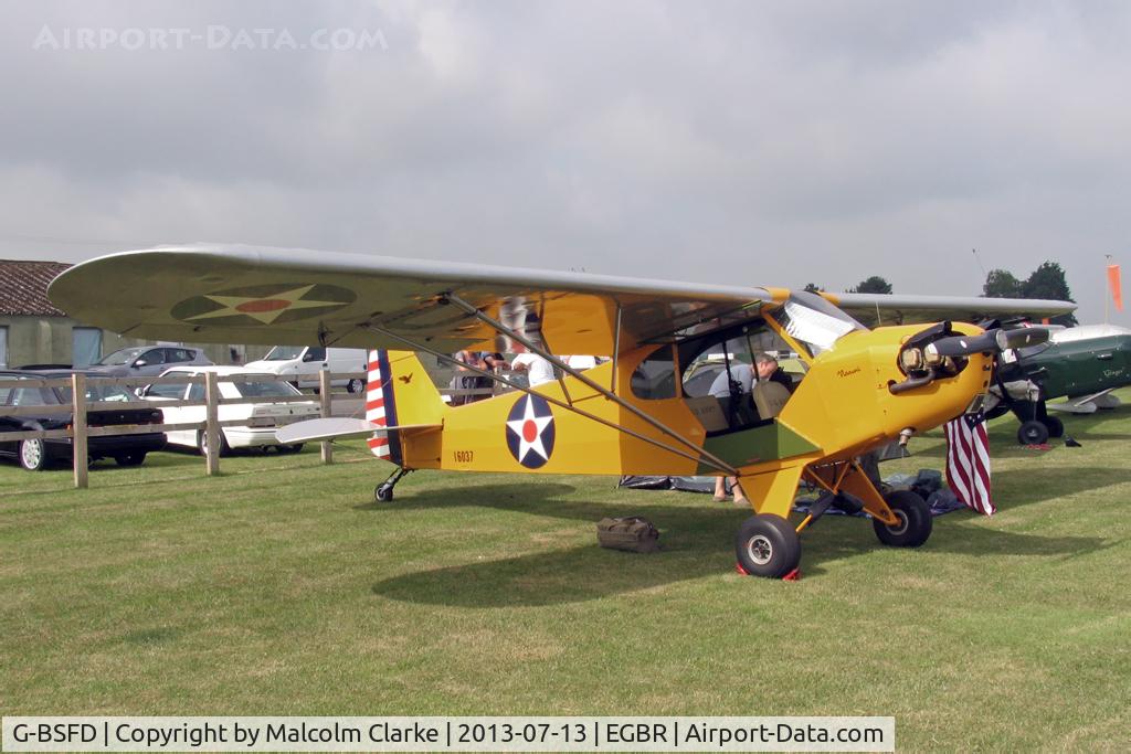 G-BSFD, 1946 Piper J3C-65 Cub Cub C/N 16037, Piper J3C-65 at The Real Aeroplane Company's Wings & Wheels Fly-In, Breighton Airfield, July 2013.