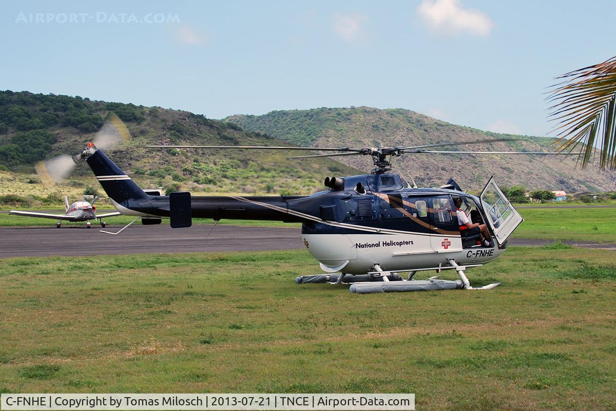 C-FNHE, 1977 MBB Bo-105CBS C/N S-349, Surprisingly even a helicopter showed up in Oranjestad.