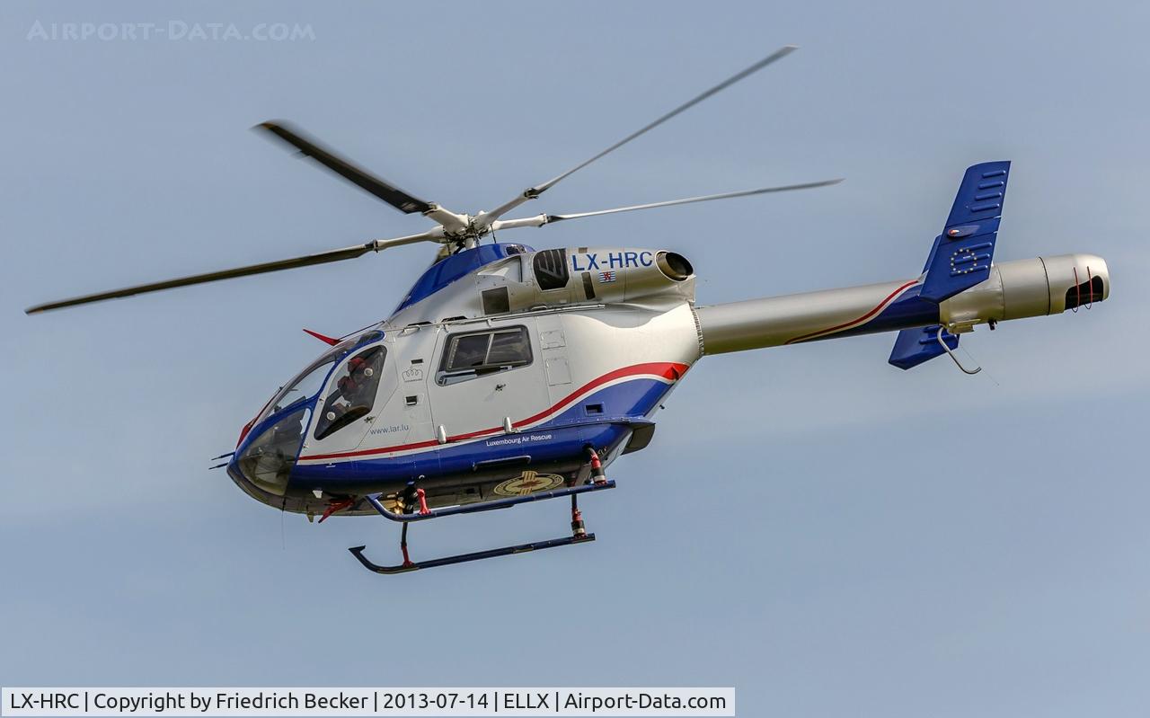 LX-HRC, 2000 McDonnell Douglas MD-900 Explorer C/N 900-00071, departure from LUX