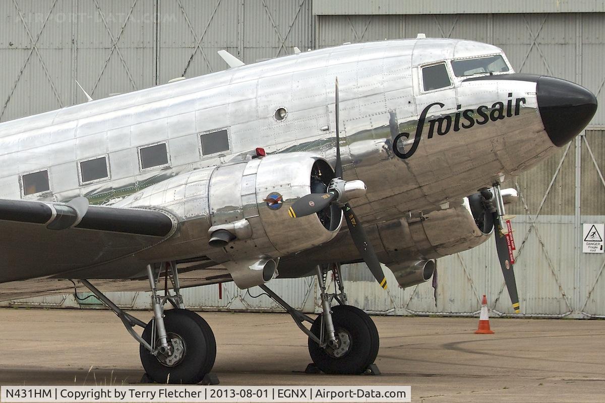 N431HM, 1943 Douglas DC-3C-S1C3G (C-47A) C/N 9995, At East Midlands Airport