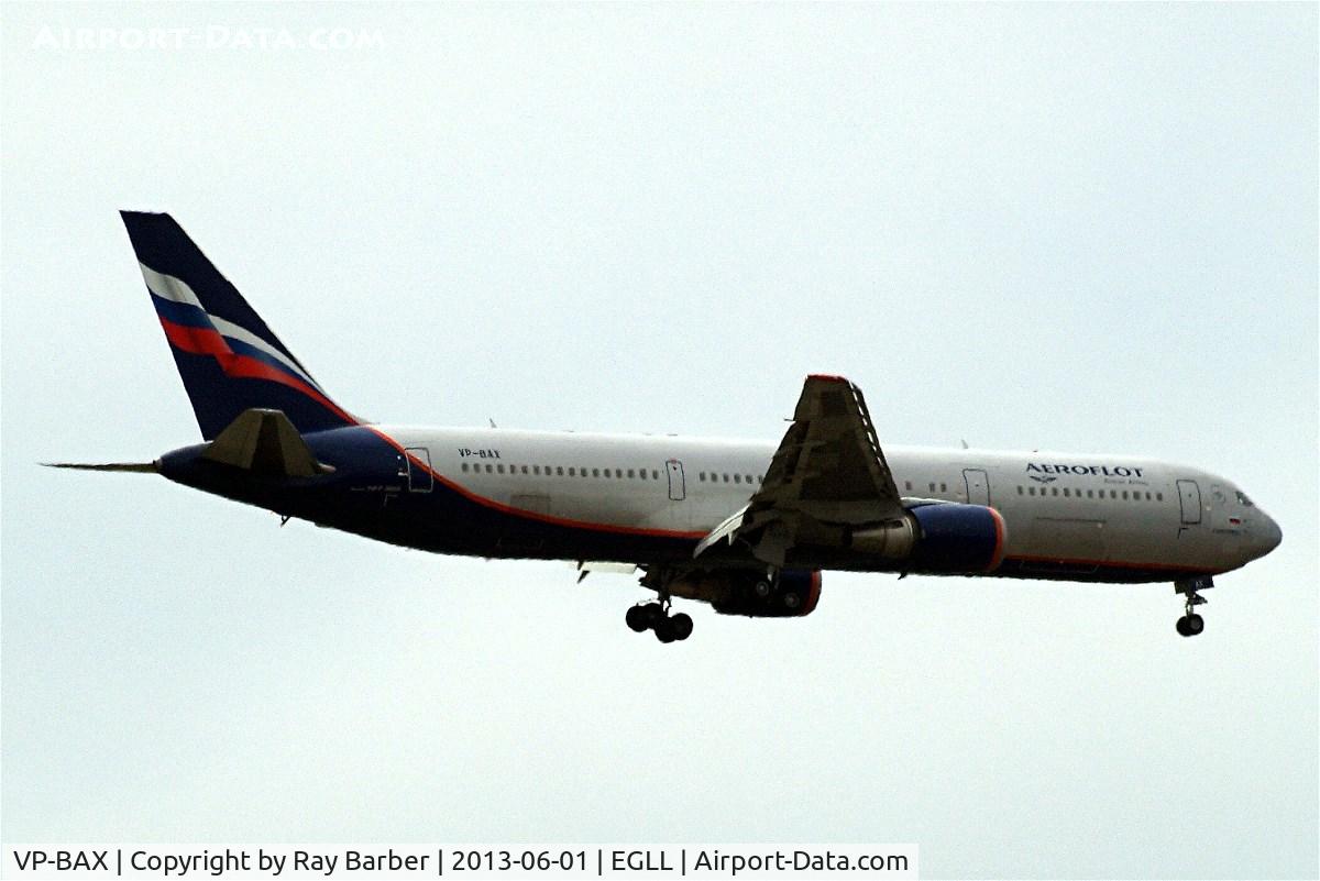 VP-BAX, 1999 Boeing 767-36N/ER/BDSF C/N 30109, Boeing 767-36NER [30109] (Aeroflot Russian Airlines) Home~G 01/06/2013. On approach 27L.