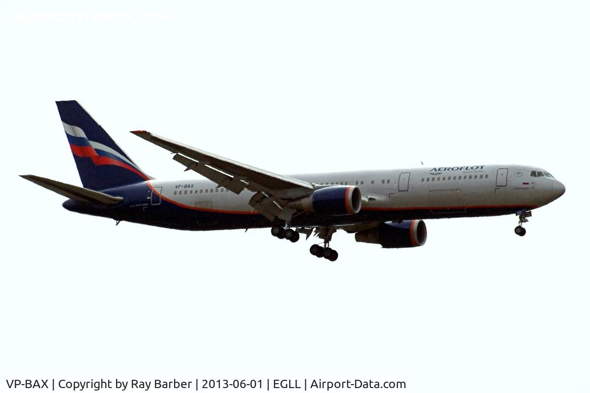 VP-BAX, 1999 Boeing 767-36N/ER/BDSF C/N 30109, Boeing 767-36NER [30109] (Aeroflot Russian Airlines) Home~G 01/06/2013. On approach 27L.