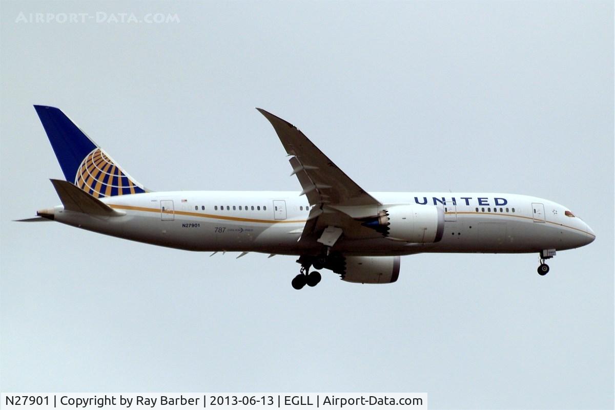 N27901, 2012 Boeing 787-8 Dreamliner C/N 34821, Boeing 787-8 Dreamliner [34821] (United Airlines) Home~G 13/06/2013. On approach 27L.