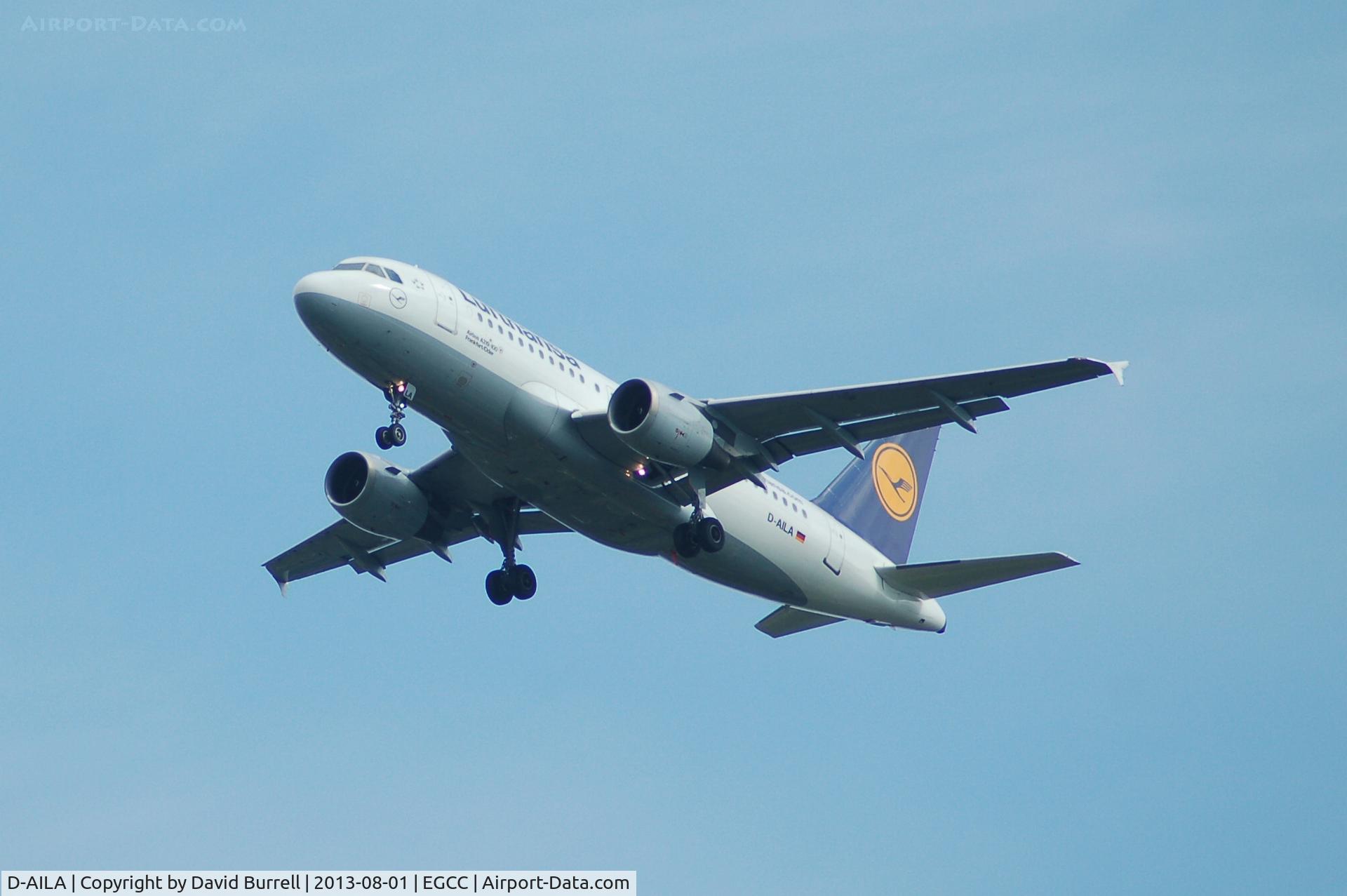 D-AILA, 1996 Airbus A319-114 C/N 609, Lufthansa Airbus A319-114 D-AILA on approach to Manchester Airport.