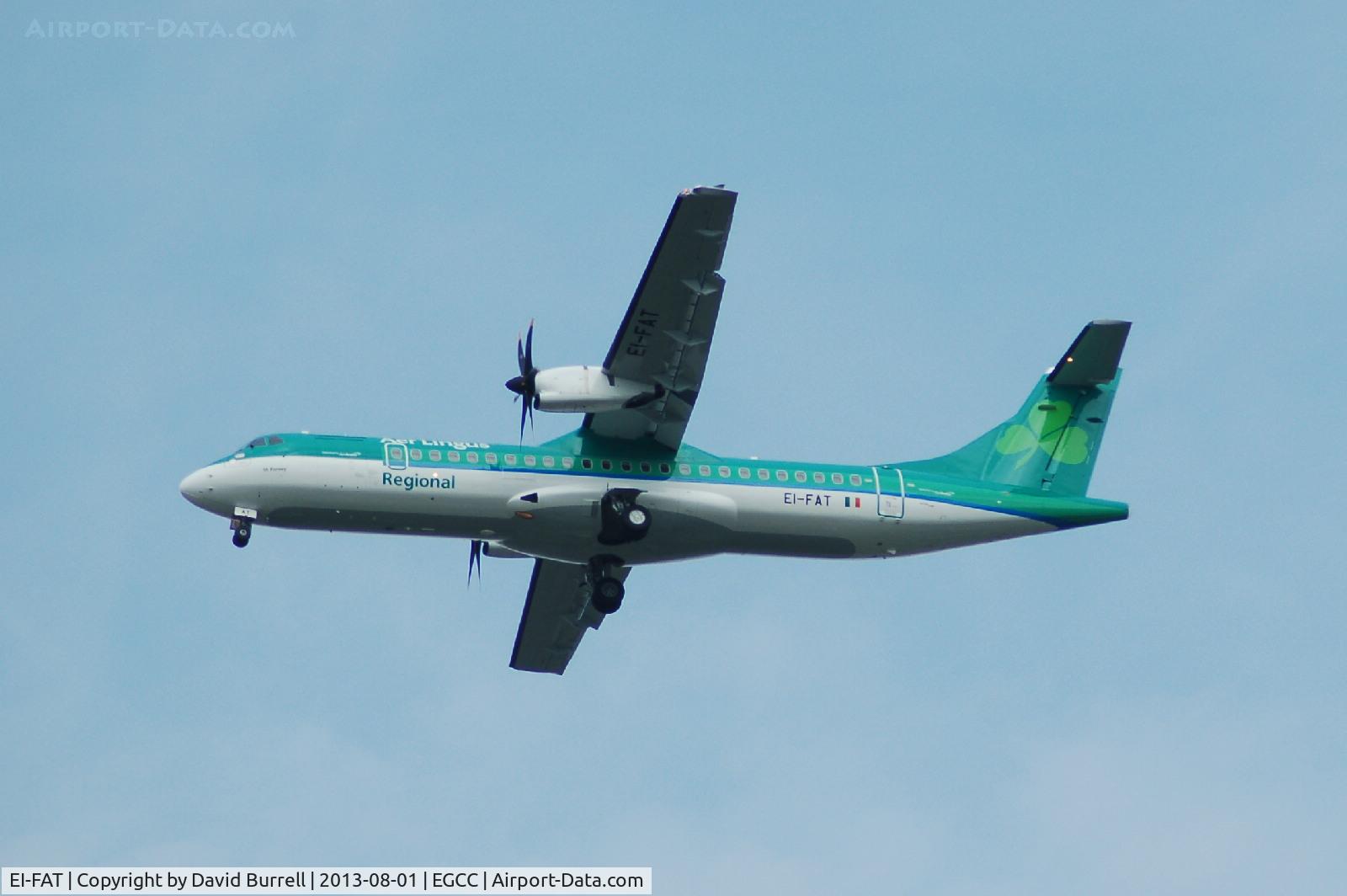 EI-FAT, 2013 ATR 72-600 (72-212A) C/N 1097, Aer Lingus Regional ATR72-600 EI-FAT on approach to Manchester Airport.